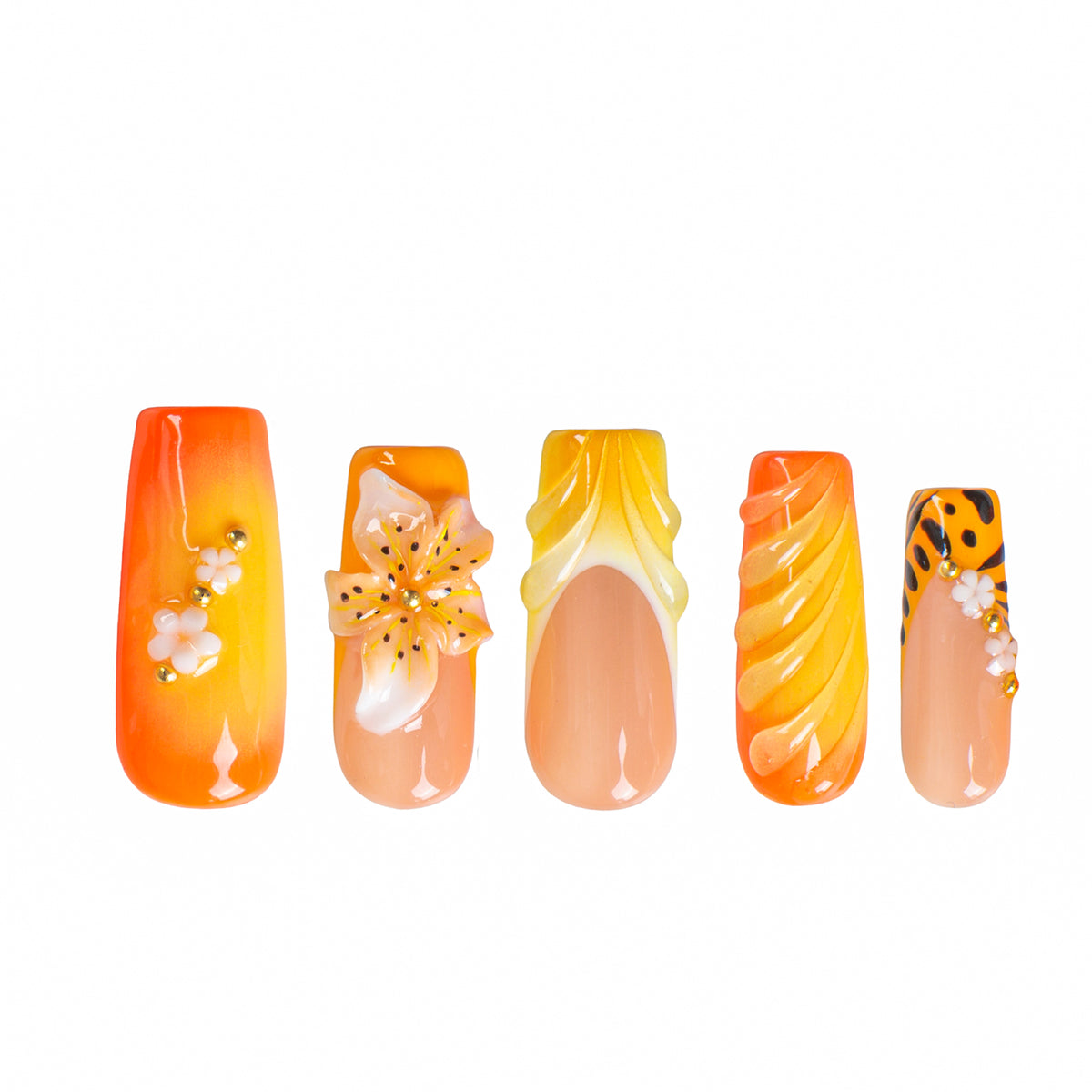 Burn baby, Burn Handmade Nails H645