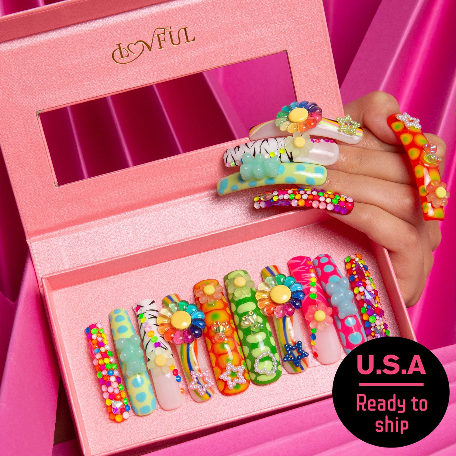 Lovkashi Flower Handmade Curve Nails H65 RTS