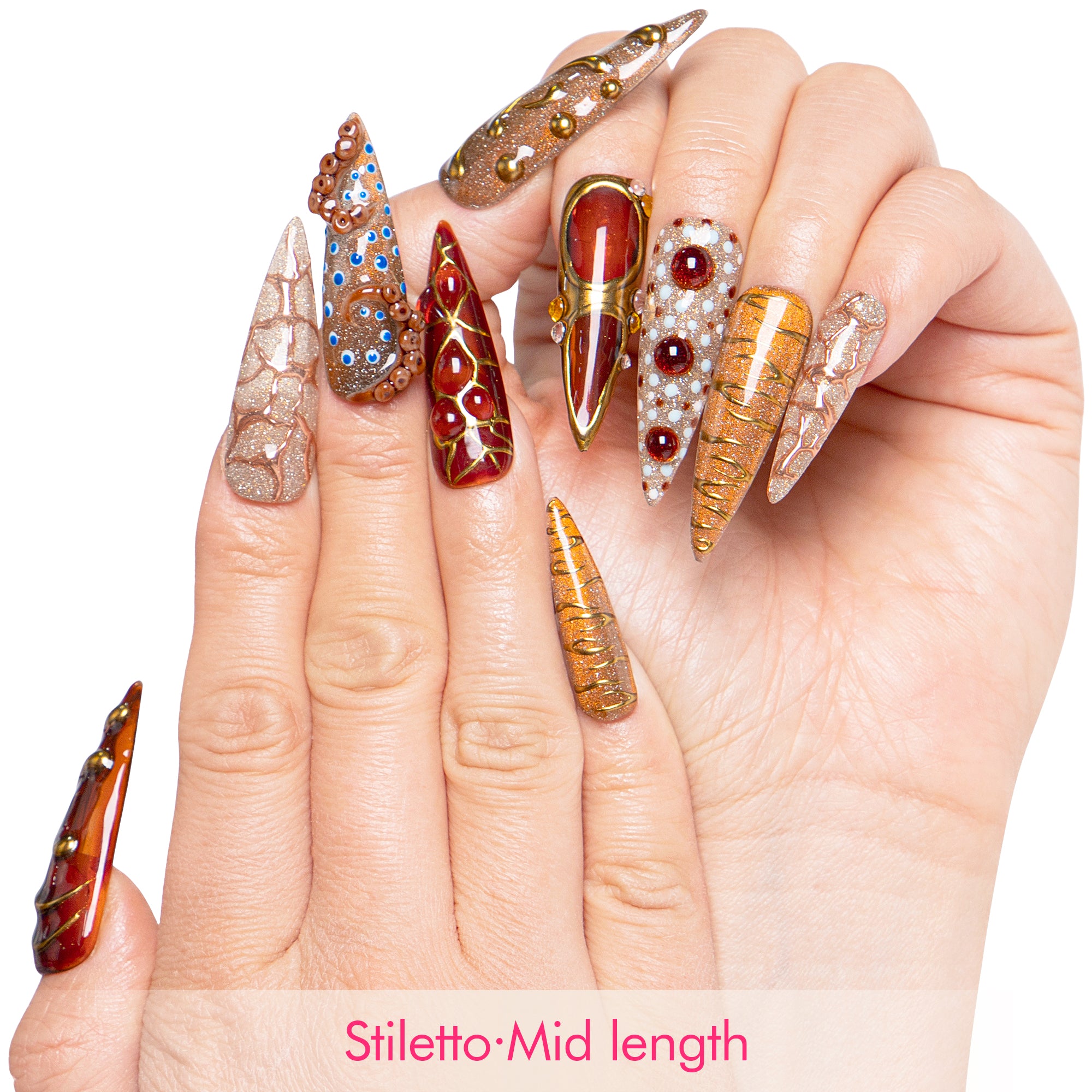 Amber Relic Handmade Nails H654