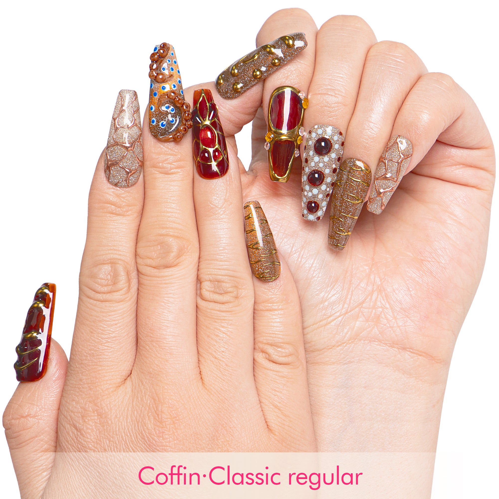 Amber Relic Handmade Nails H654