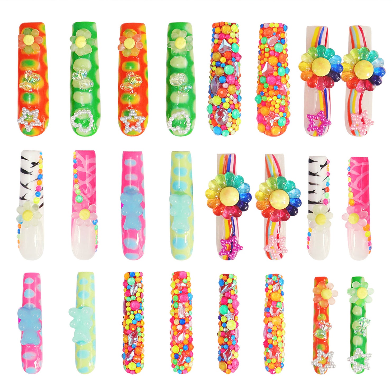 Lovkashi Flower Handmade Nails 24pcs H65