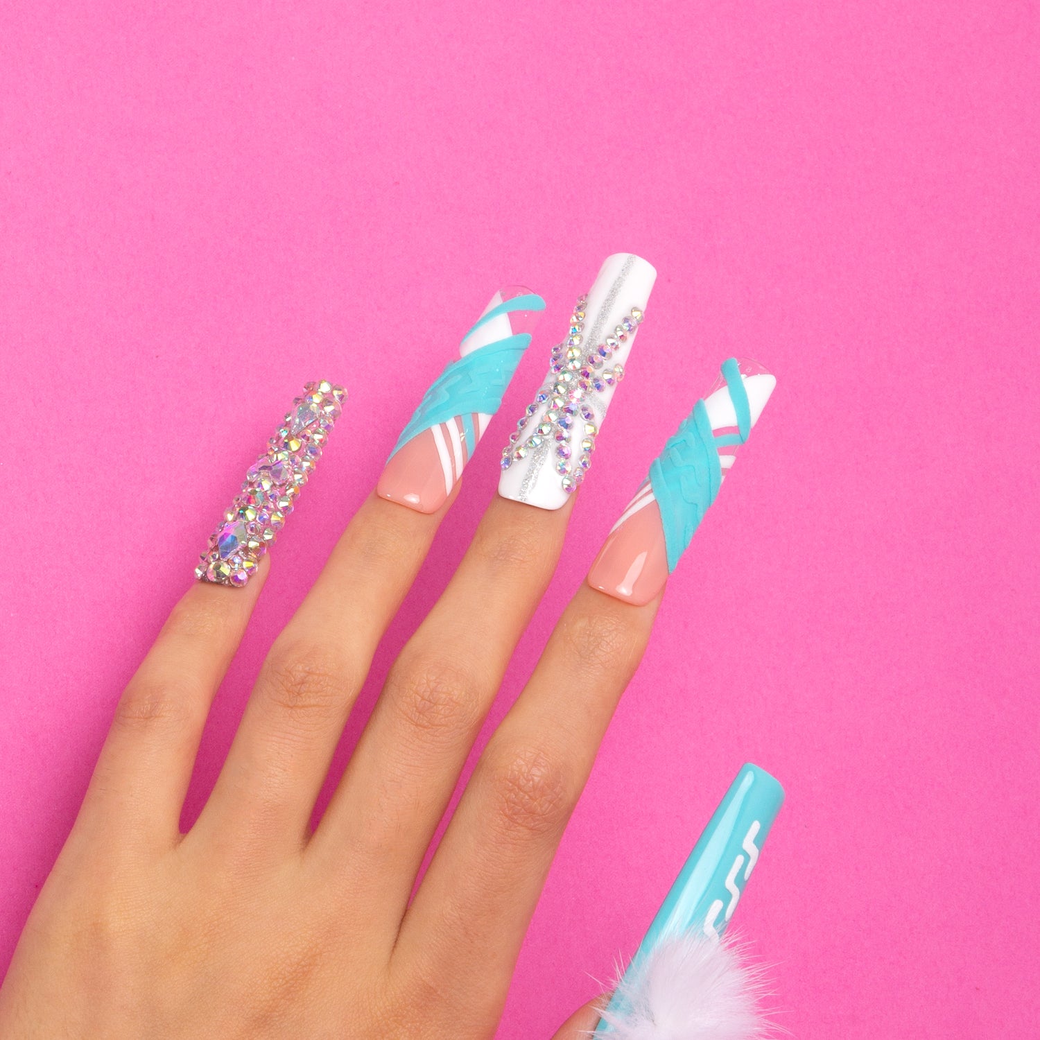 Blue Lagoon Handmade Nails 24pcs H66