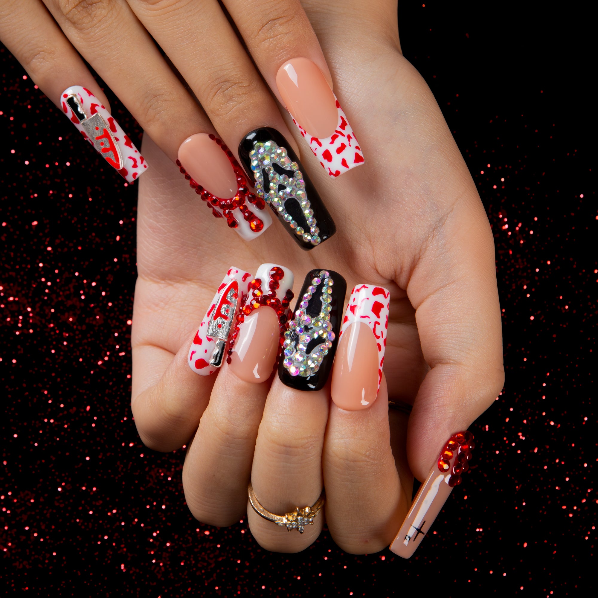Scream Night Handmade Square Nails H662 RTS