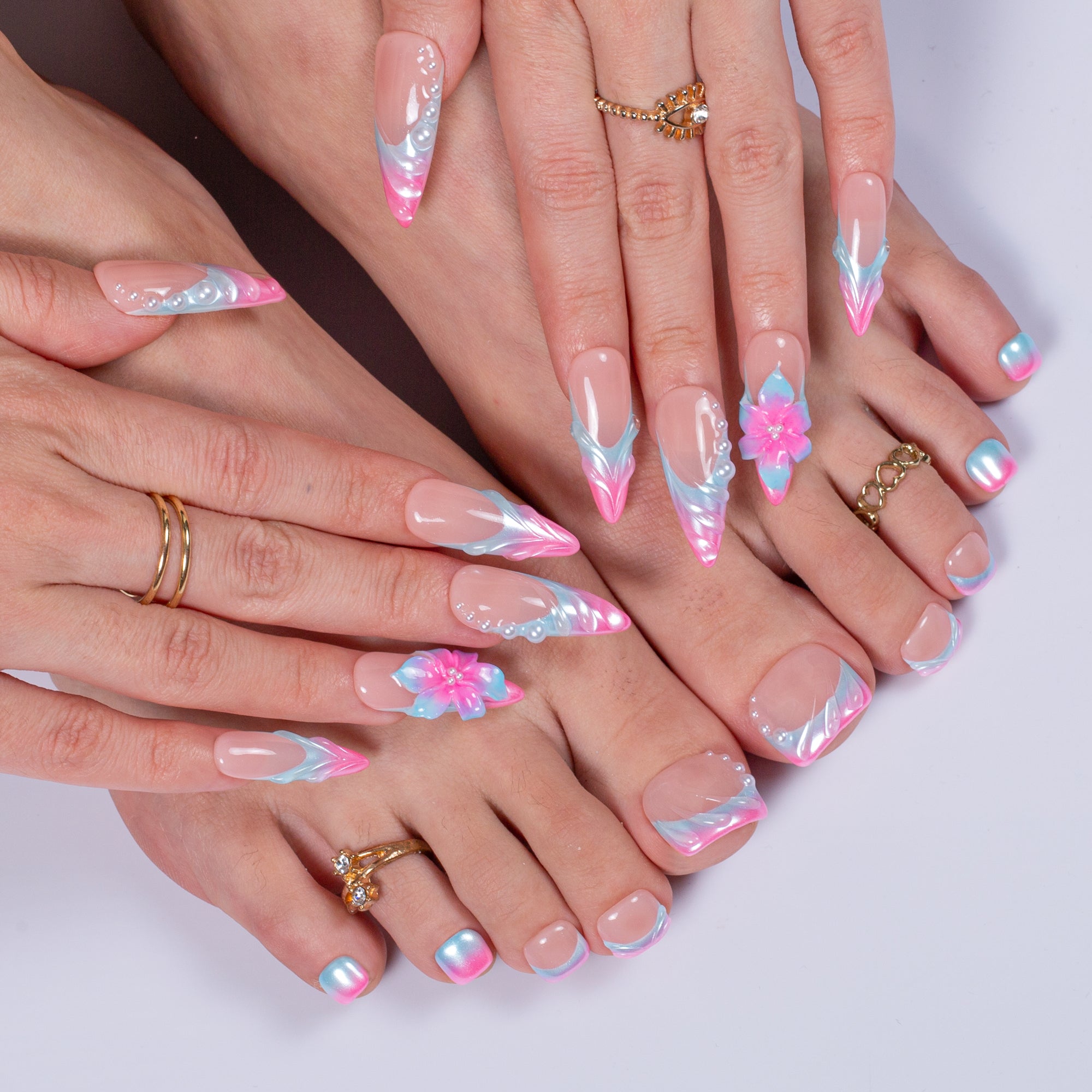 Dreamy Ocean Combo Set Handmade Nails H671+T671