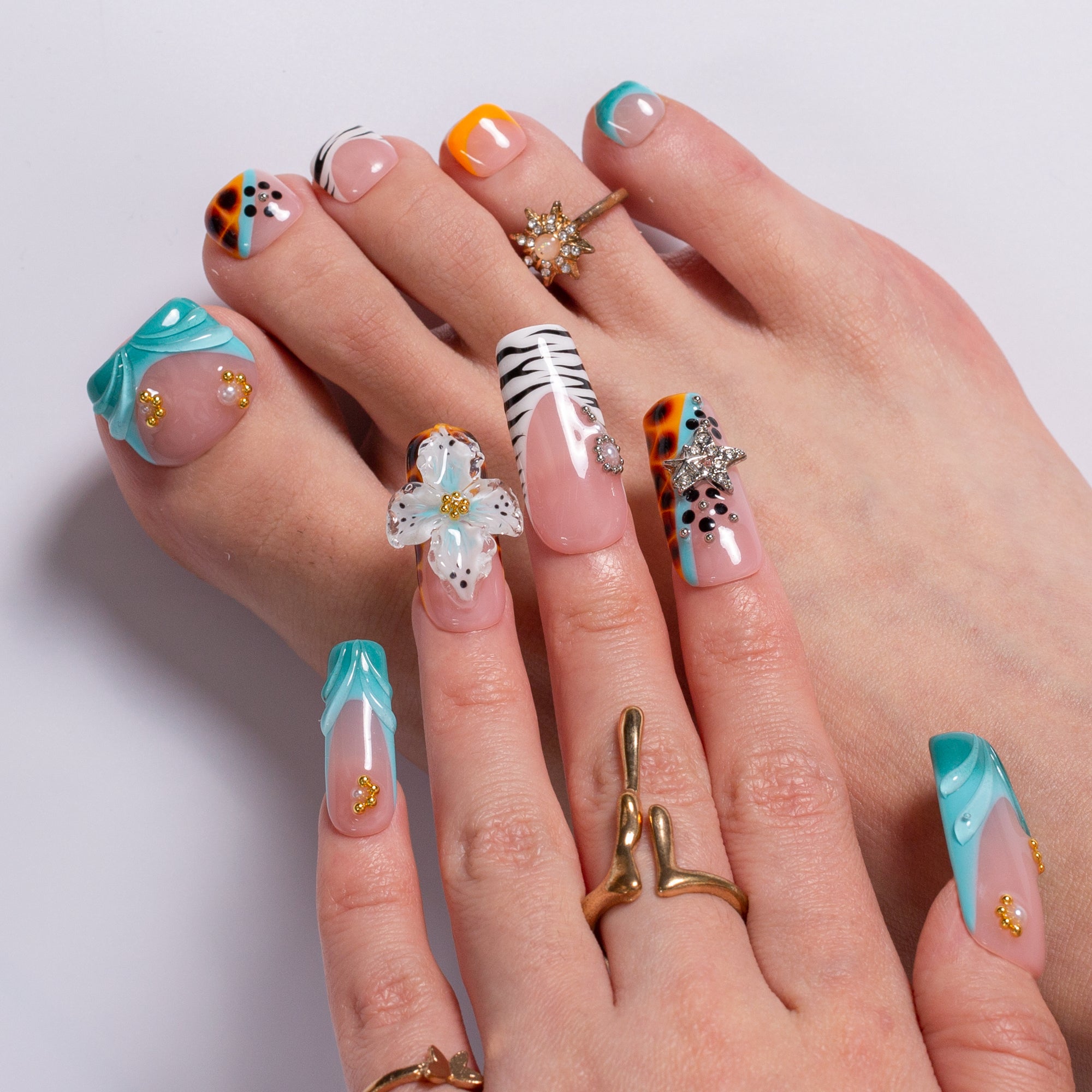 Jungle Whisper Combo Set Handmade Nails H674+T674