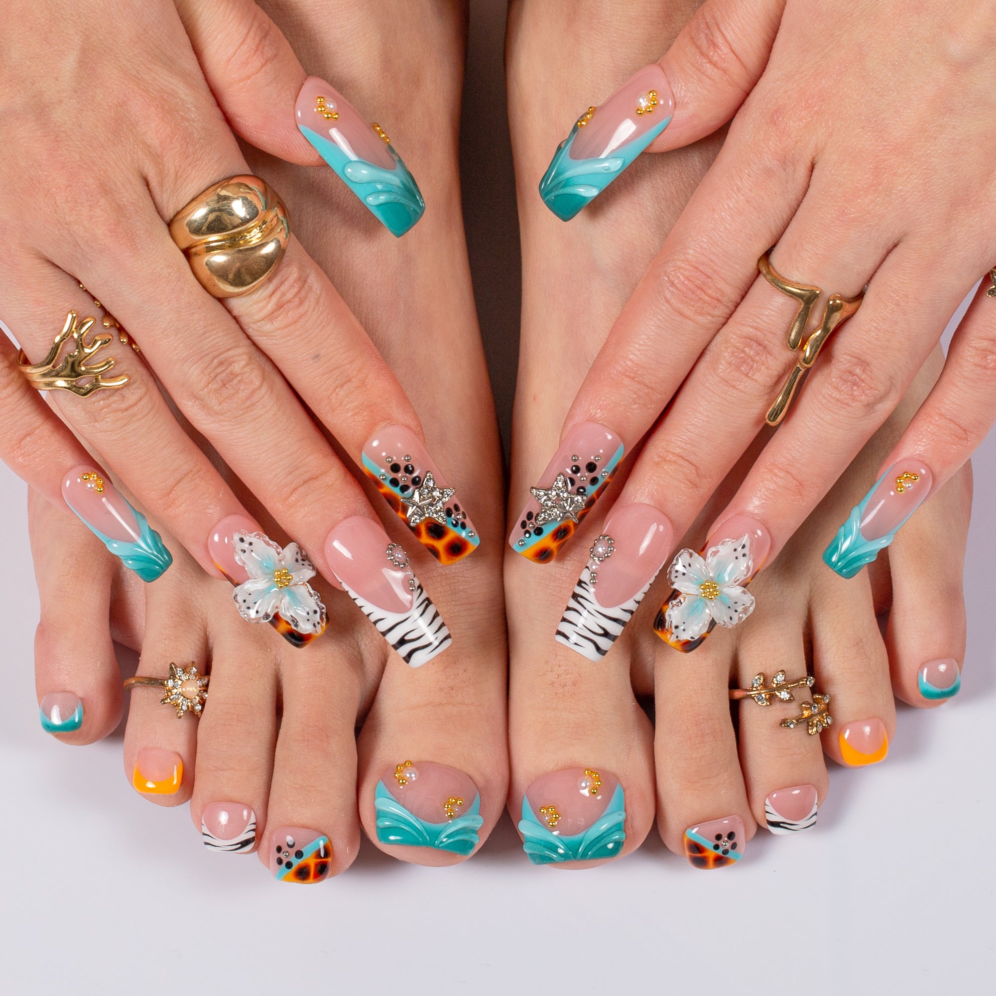 Jungle Whisper Combo Set Handmade Nails H674+T674