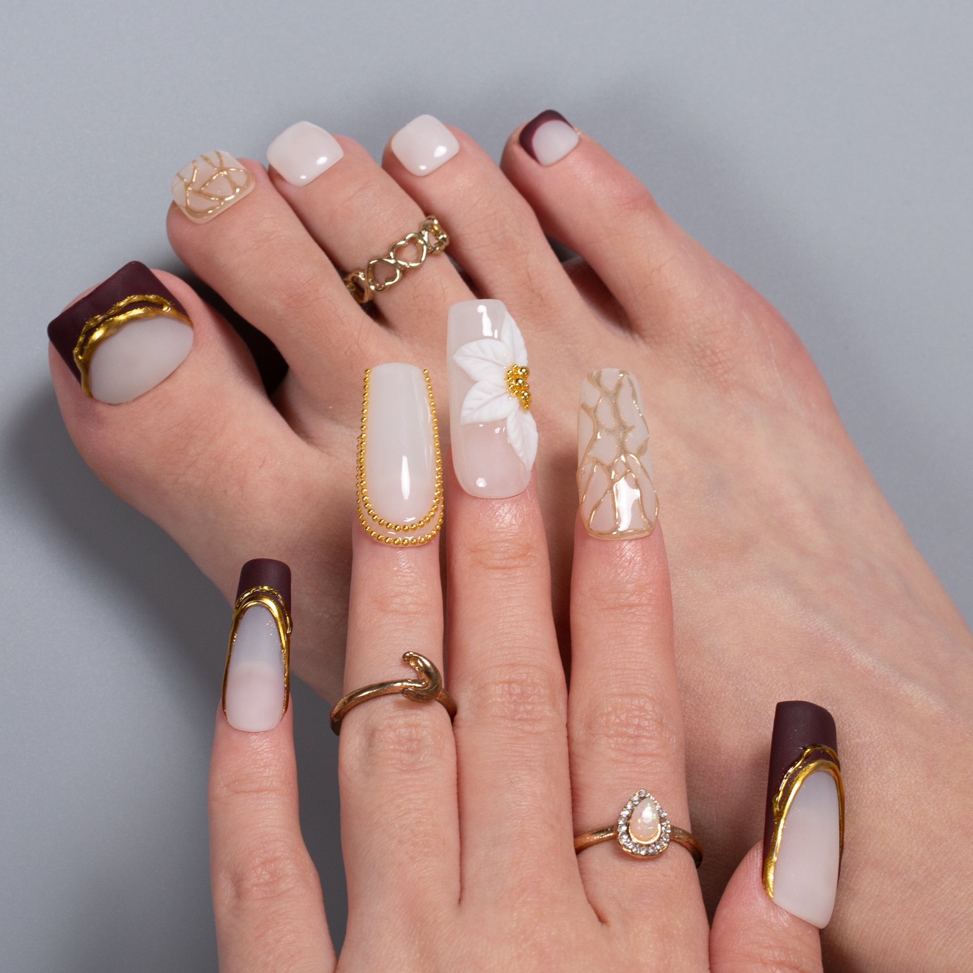 Luxe Mocha Combo Set Handmade Nails H683+T683