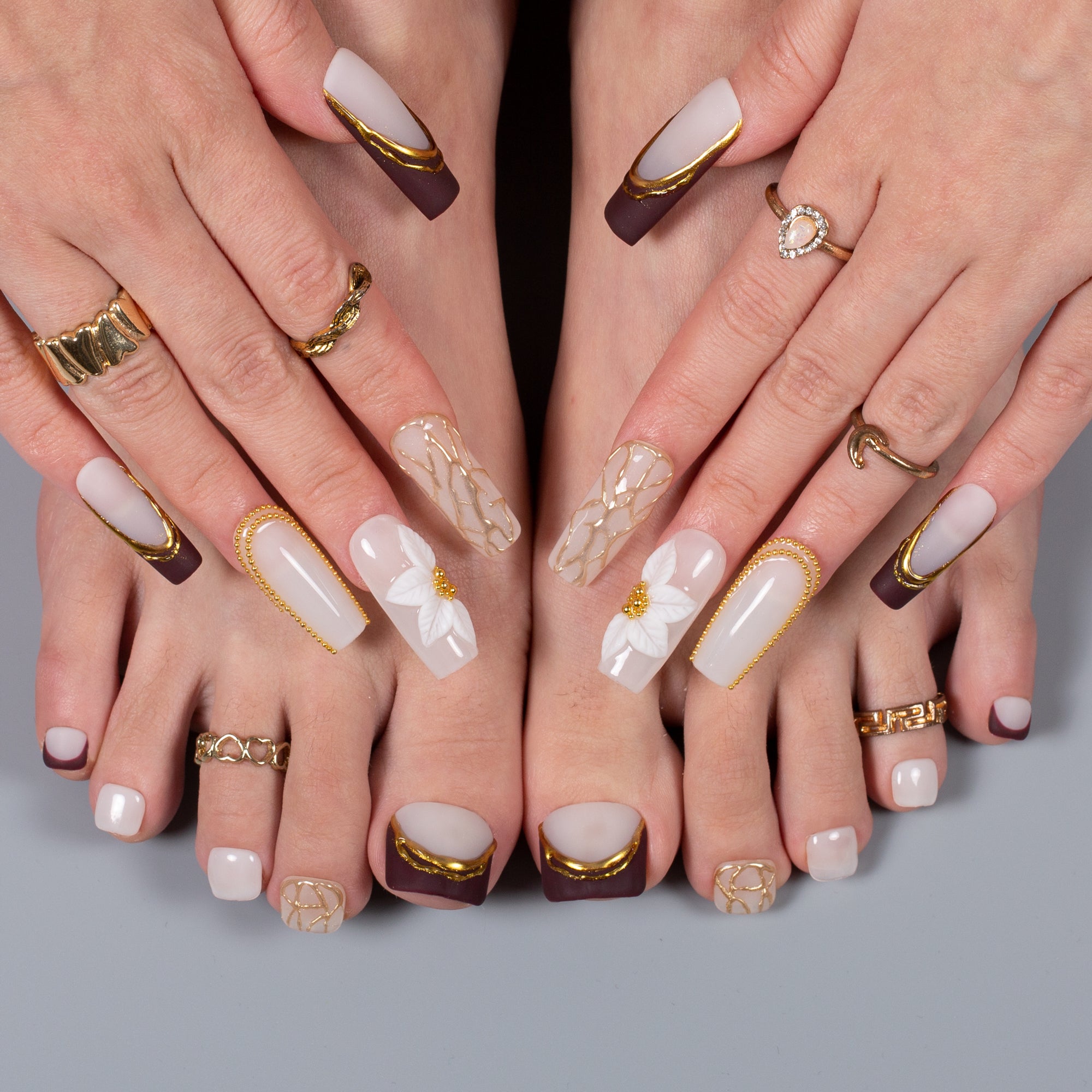 Luxe Mocha Combo Set Handmade Nails H683+T683