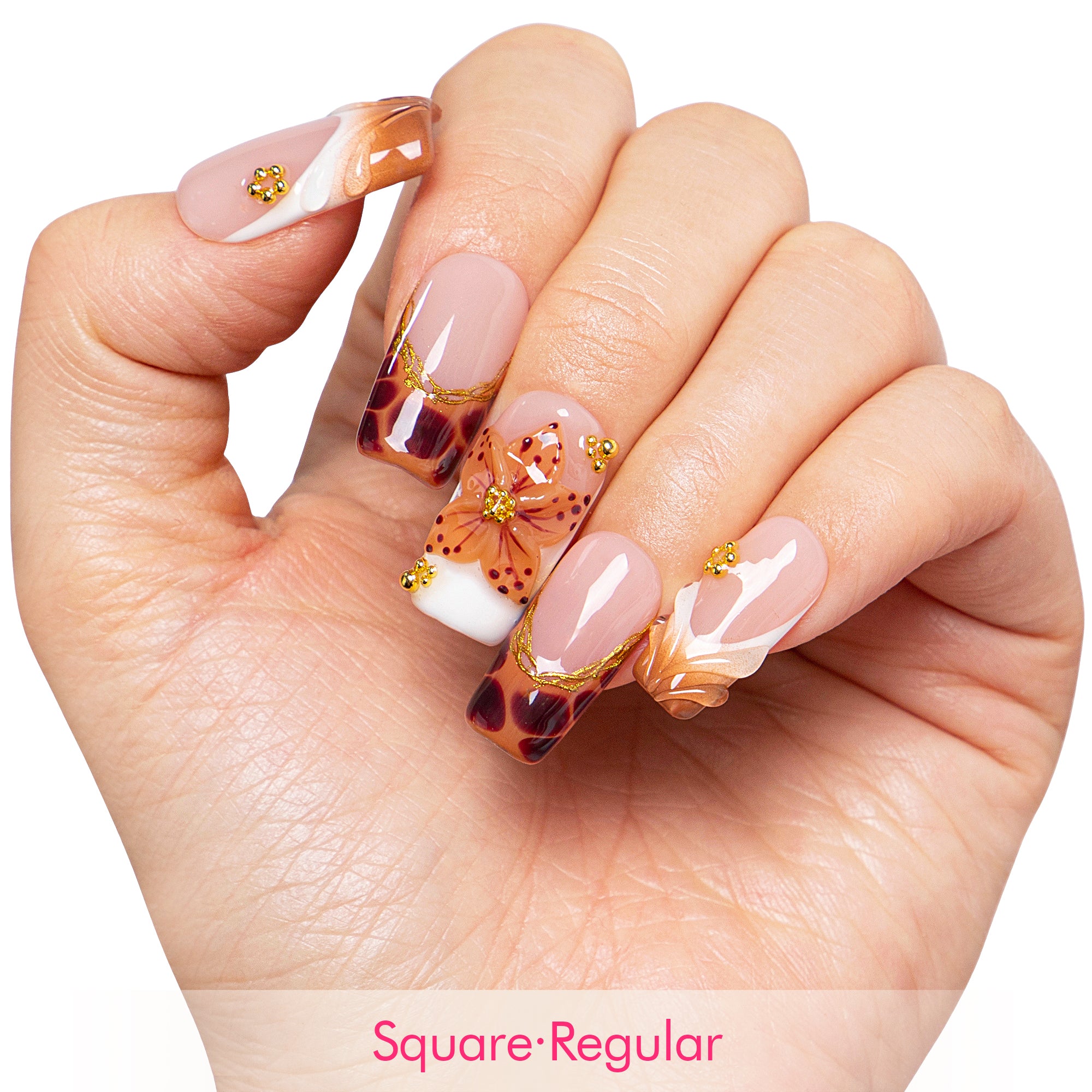 Caramel Petal Handmade Nails H686