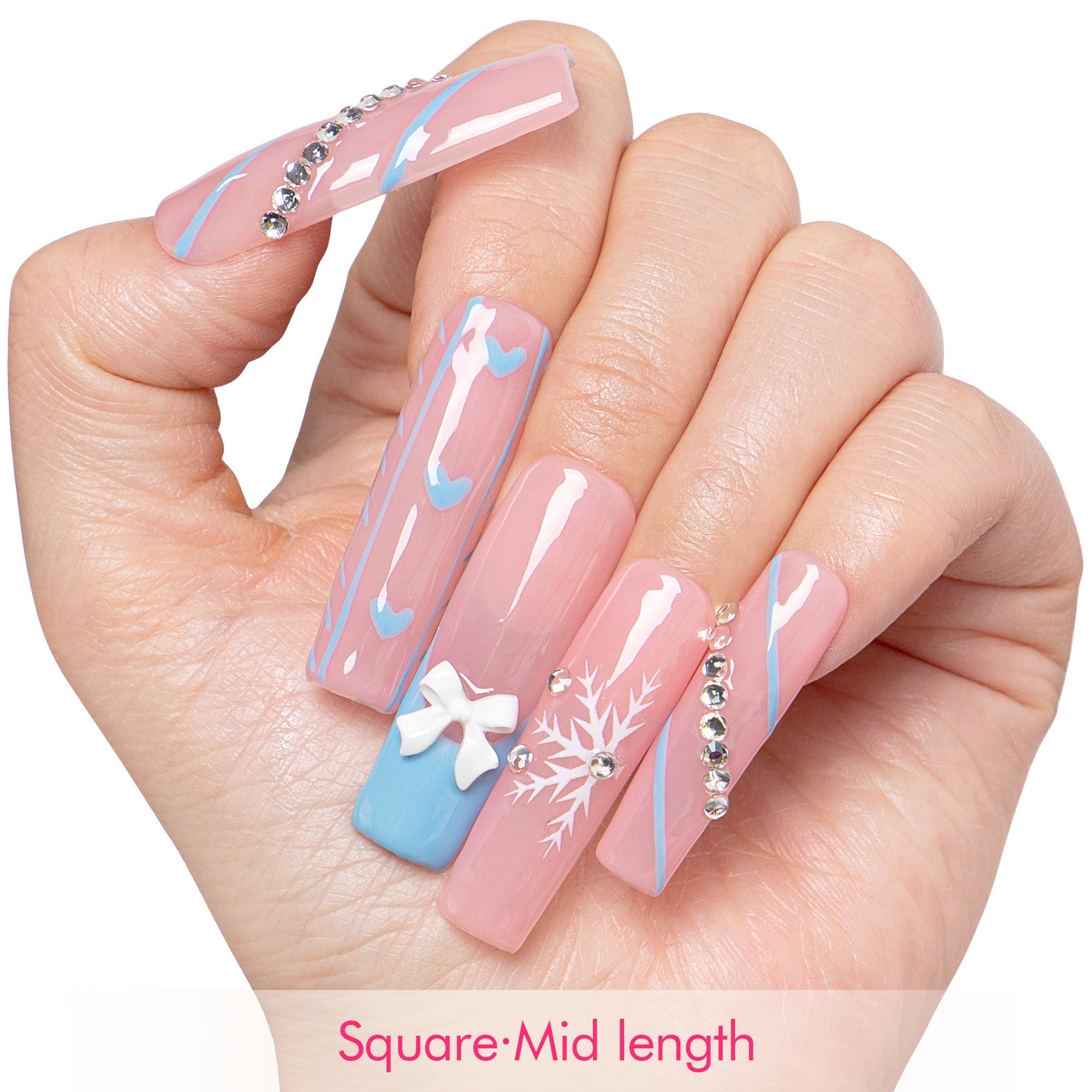 Blue Frosty Handmade Nails H687