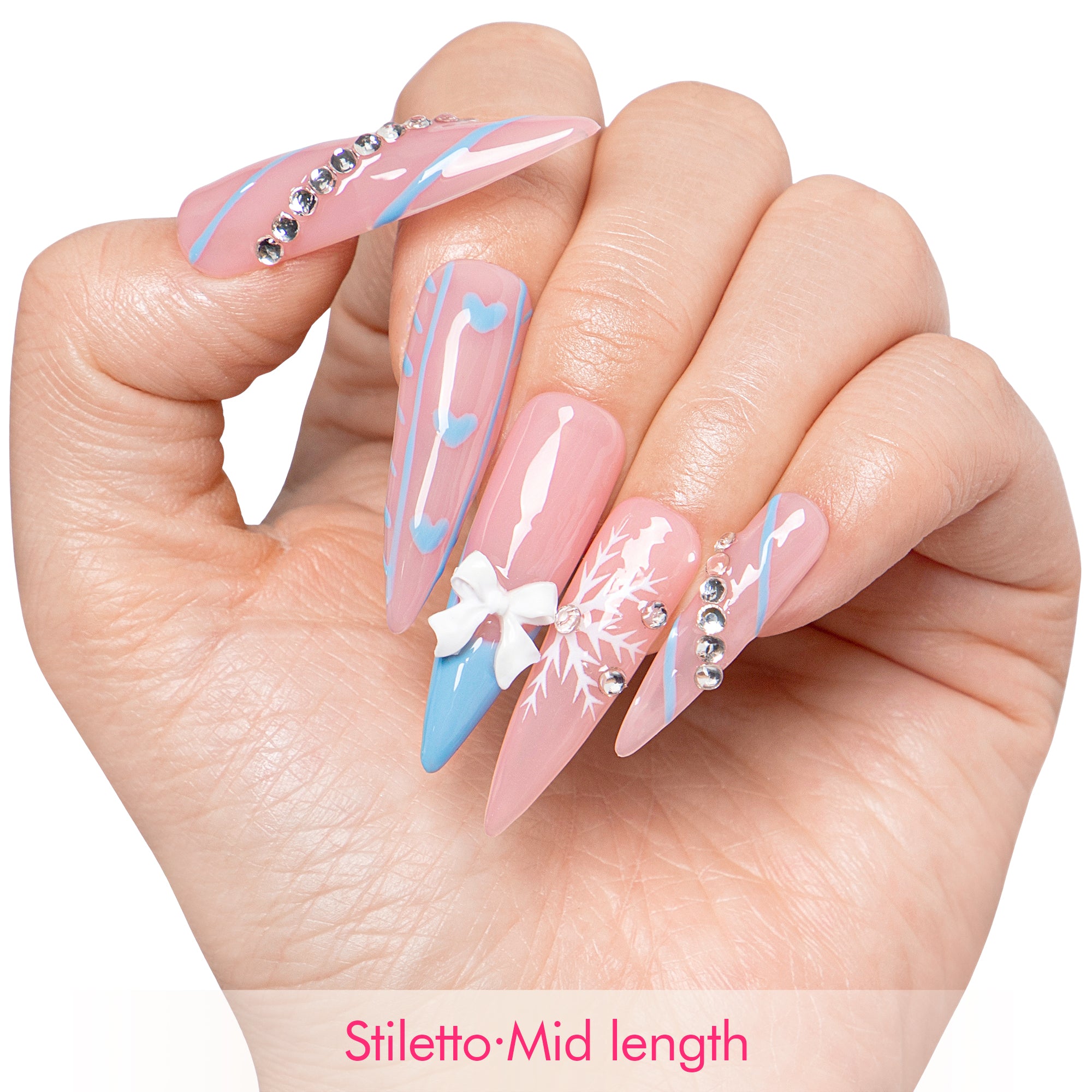 Blue Frosty Handmade Nails H687