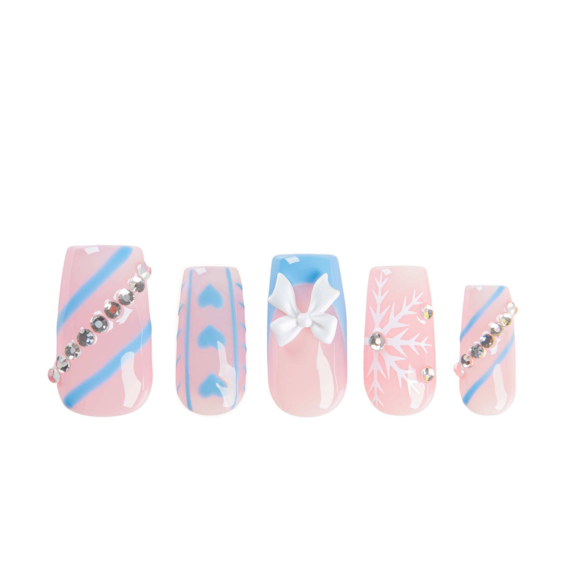 Blue Frosty Handmade Nails H687