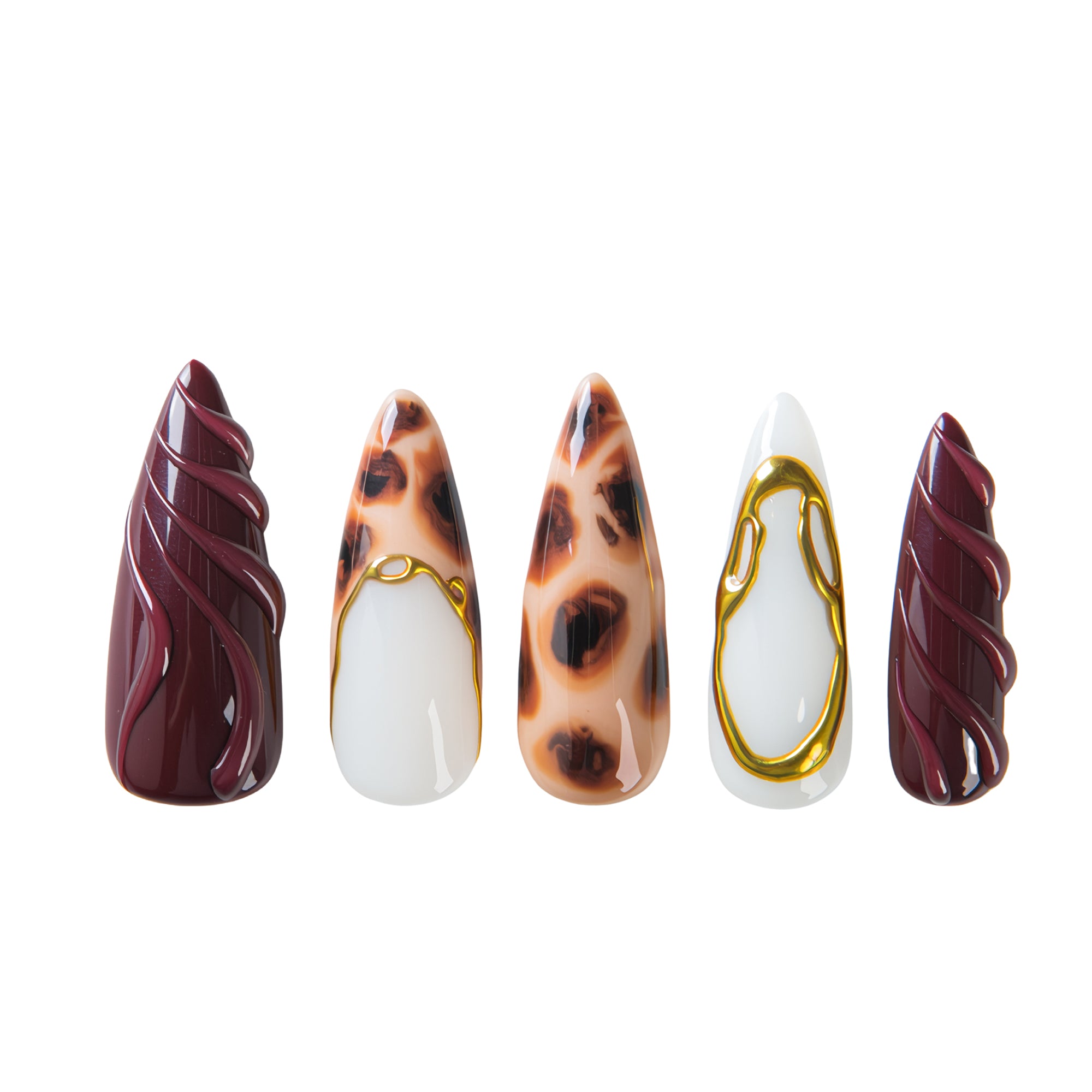 Wine Panther Handmade Nails H689