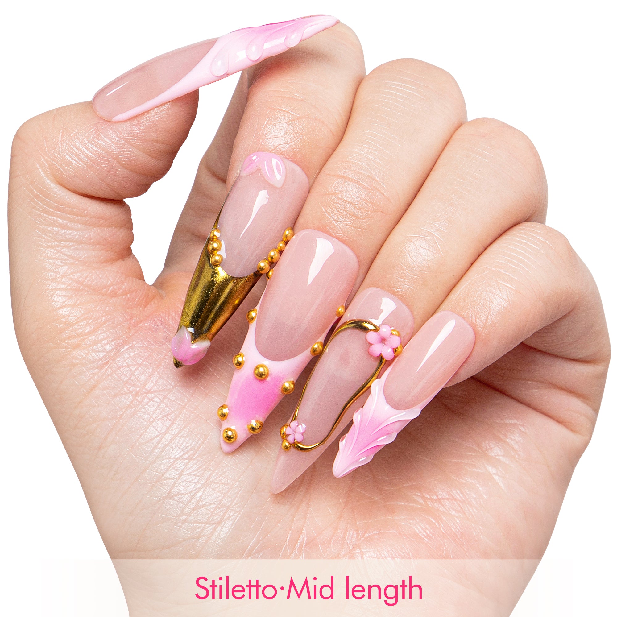 Rosy Charm Handmade Nails H692