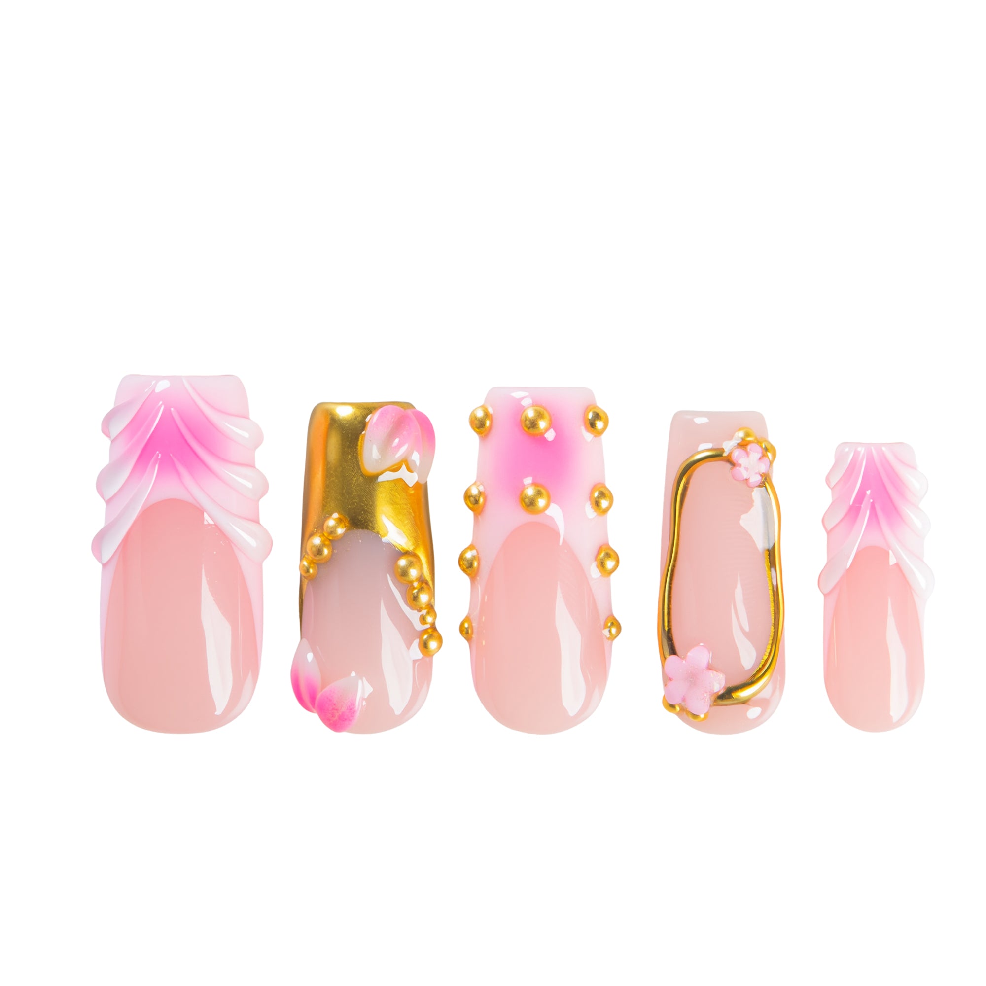 Rosy Charm Handmade Square Nails H692 RTS