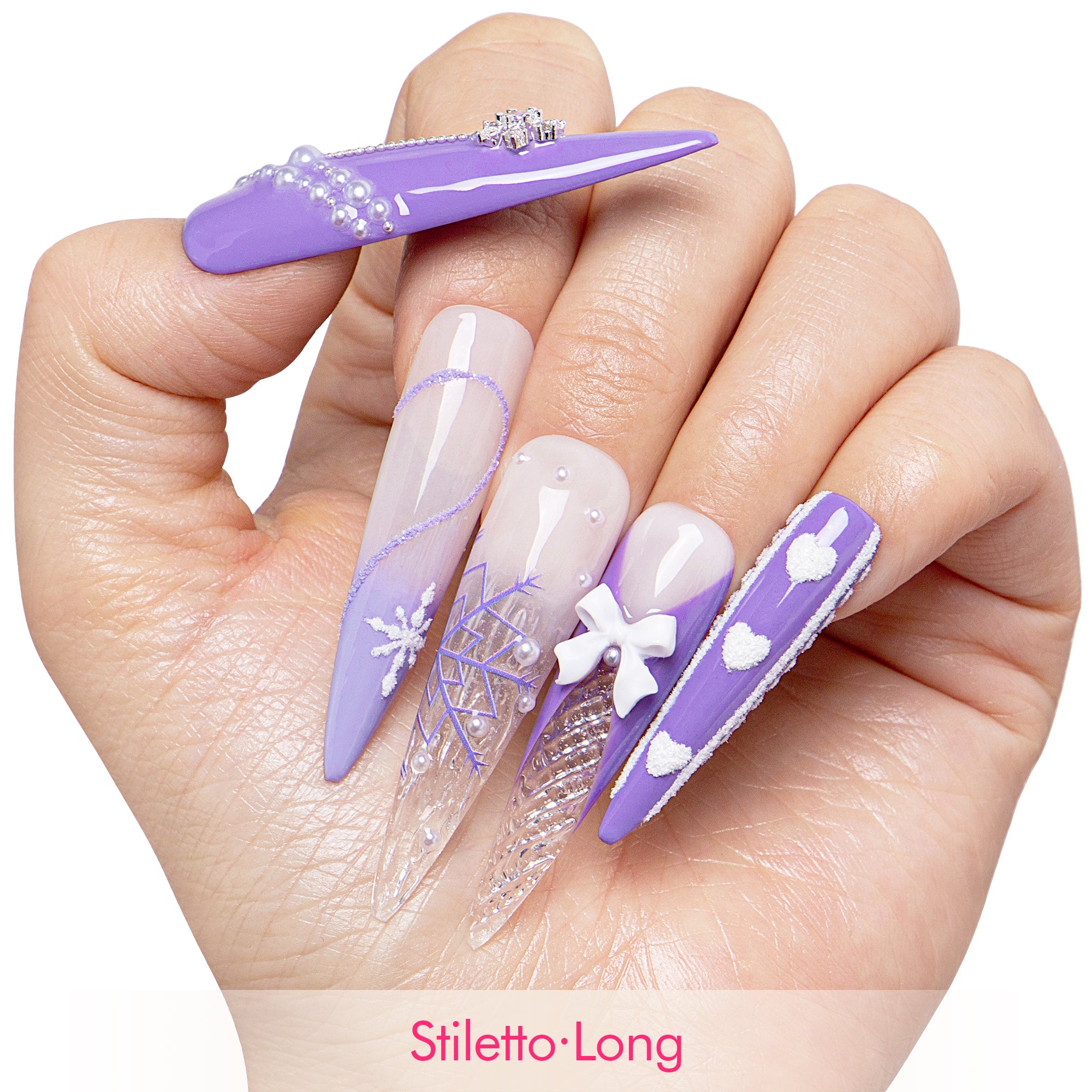 Lavender Snow Handmade Nails H697