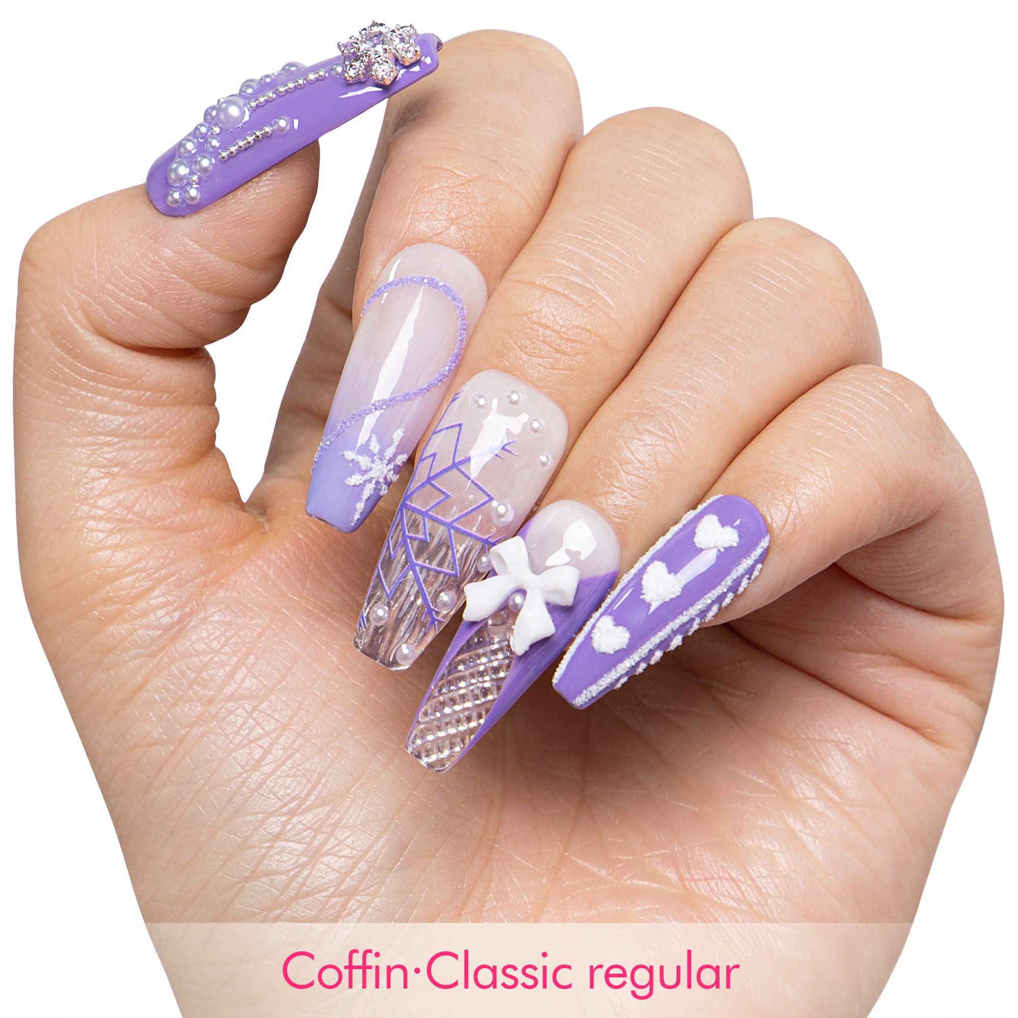 Lavender Snow Handmade Nails H697