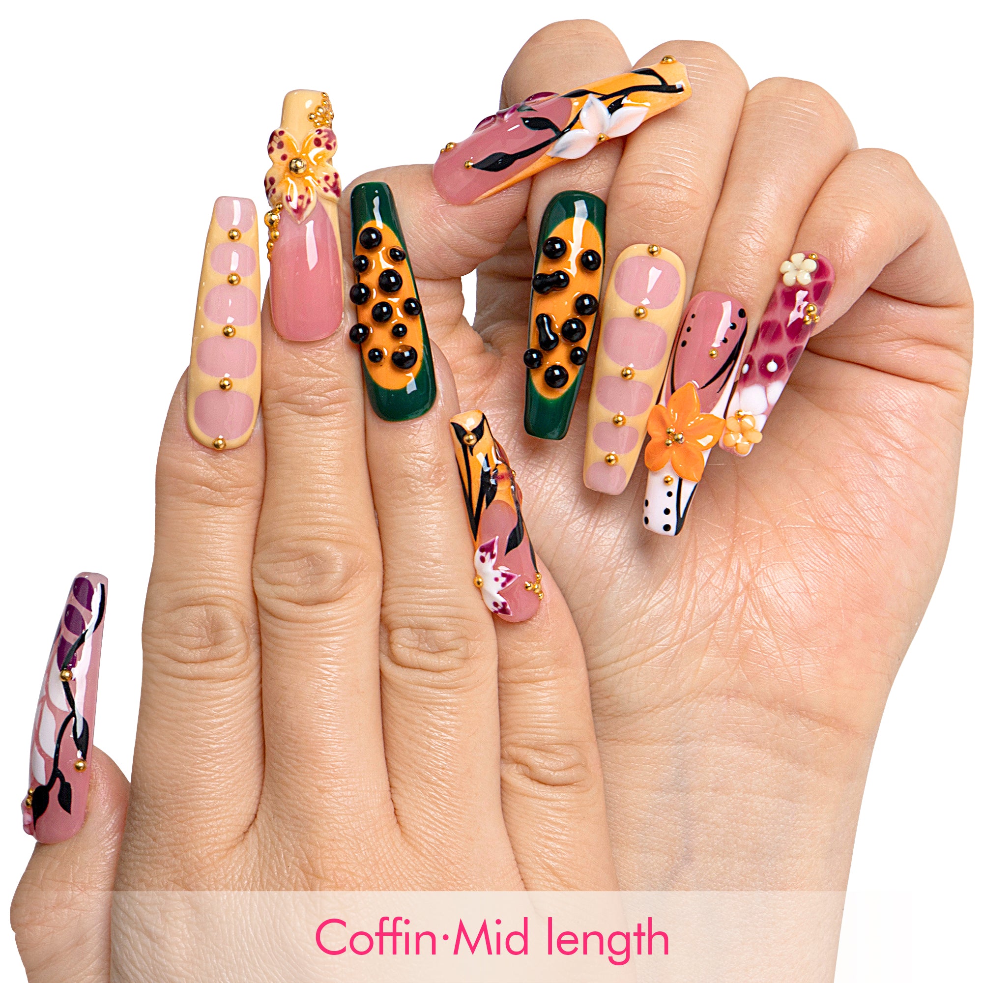 Papaya Mirage Handmade Nails H699