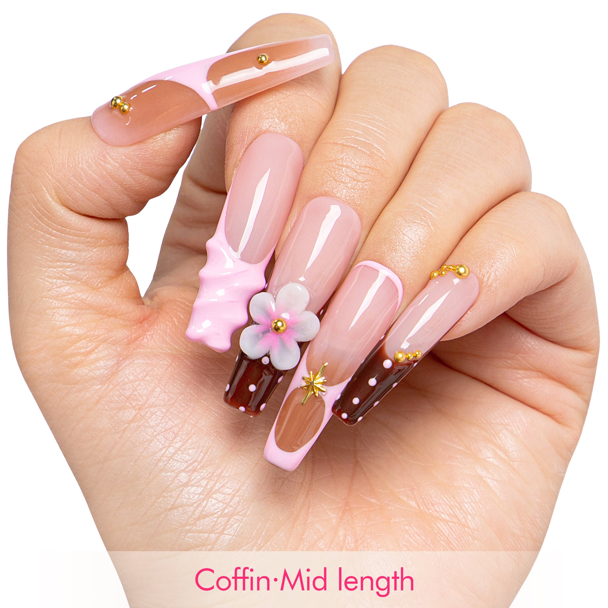 Berry Mocha Handmade Nails H700