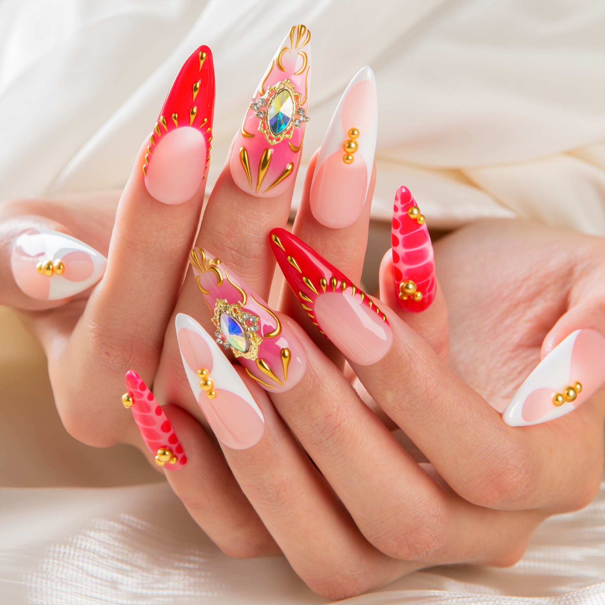 Royal Flame Handmade Nails H703