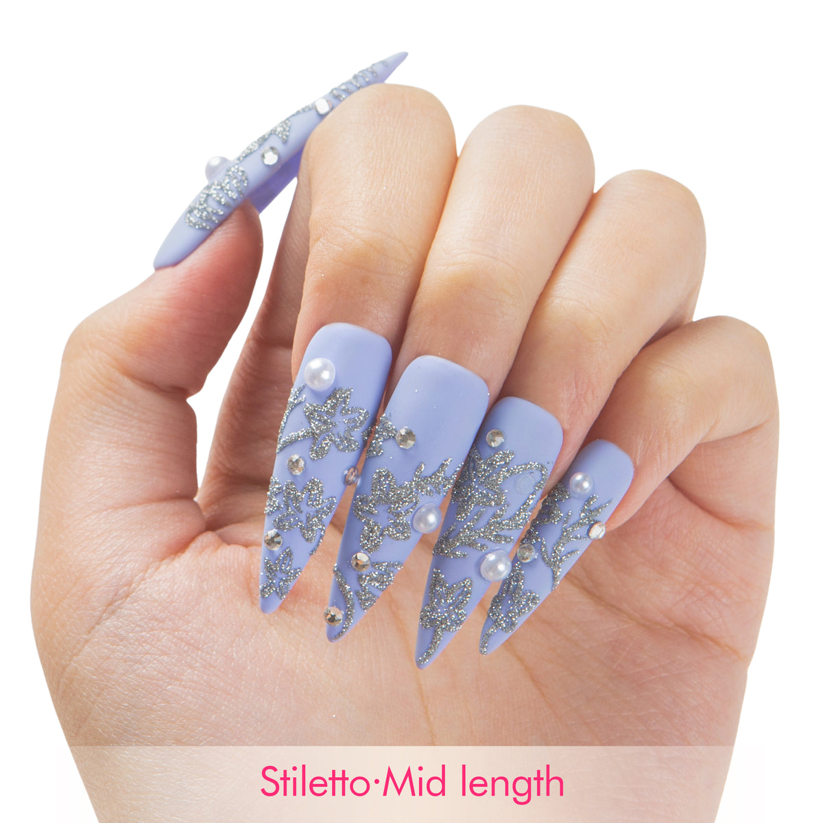 Moonlit Lace Handmade Nails H704