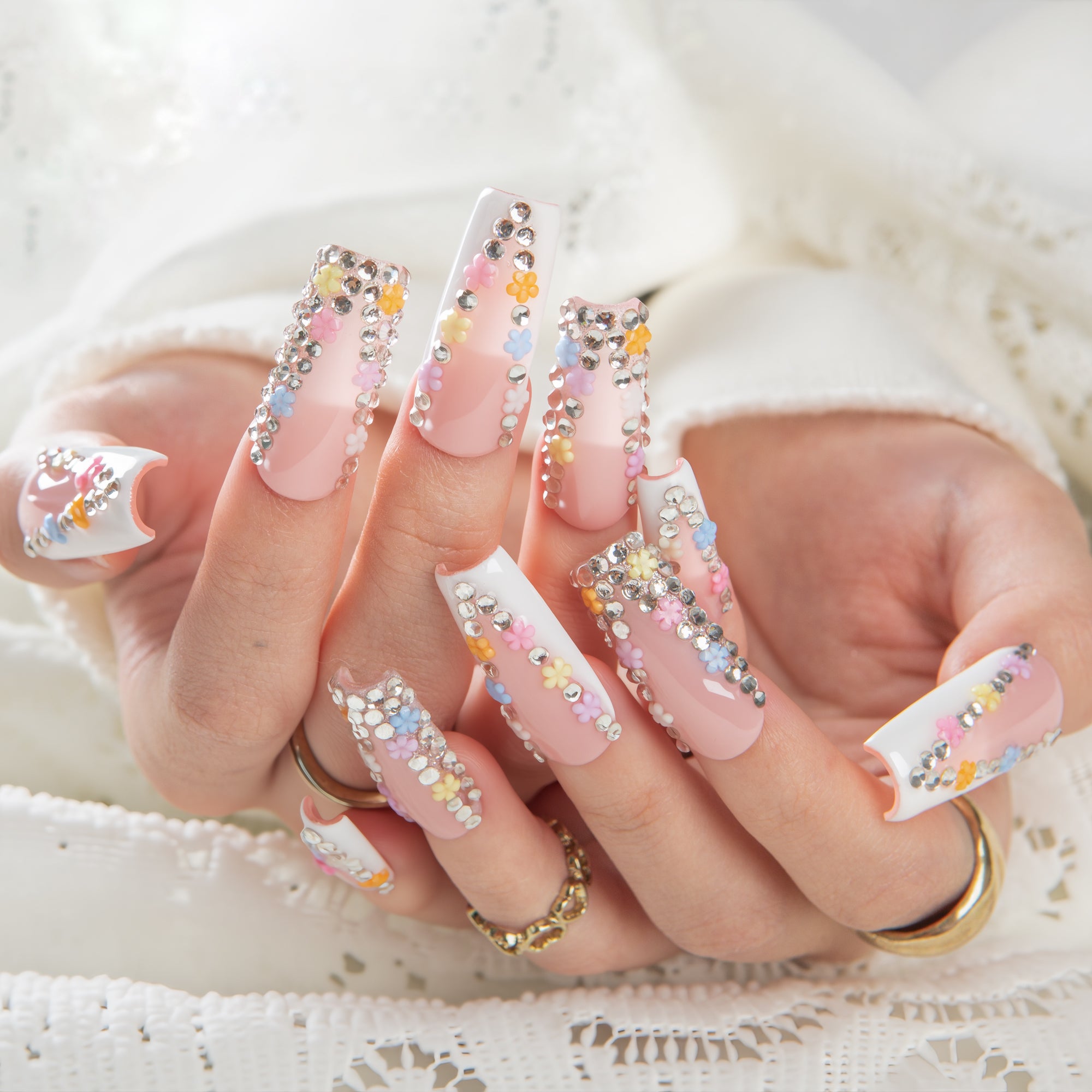 Floral Bloom Handmade Nails H705