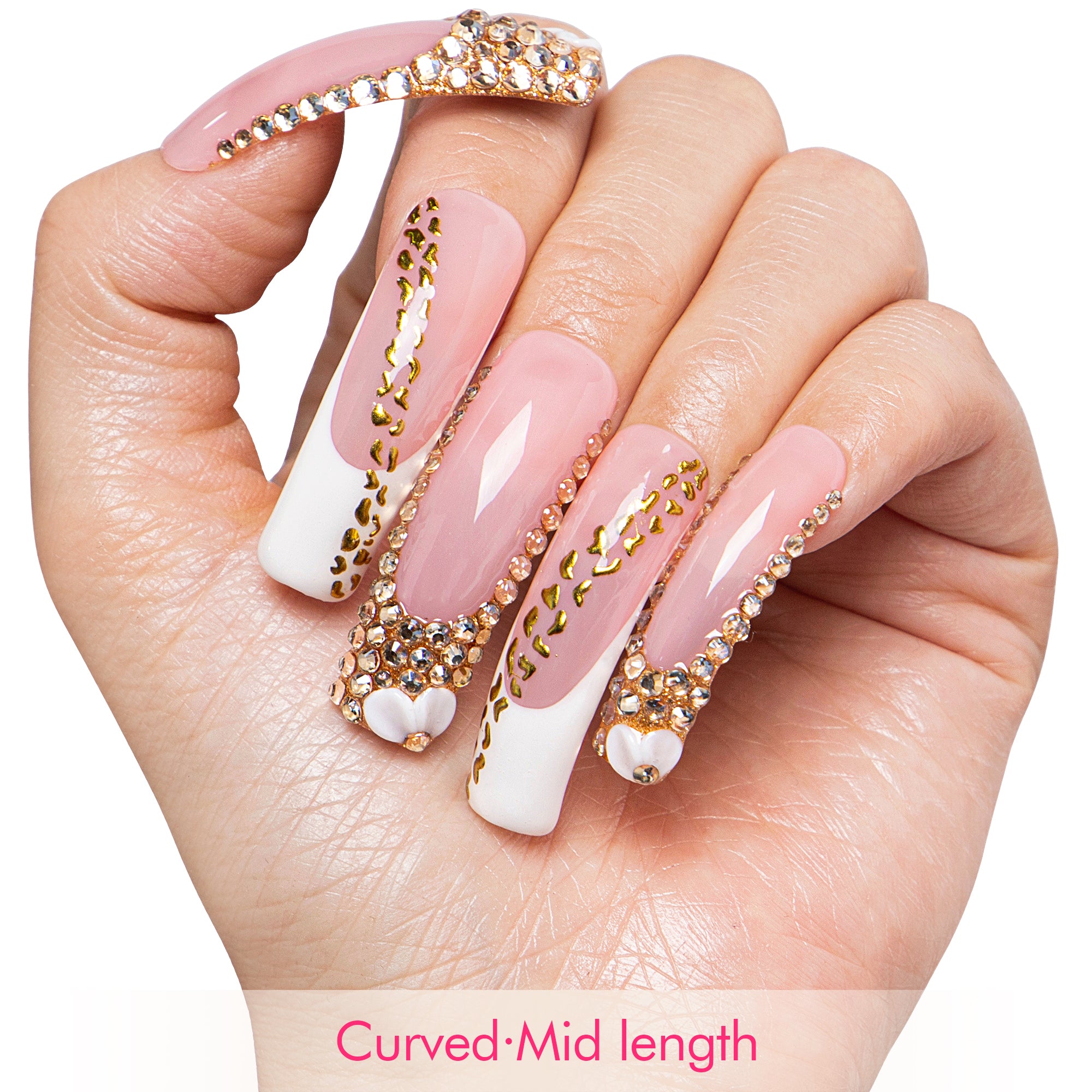 Gold Crystal Handmade Nails H706