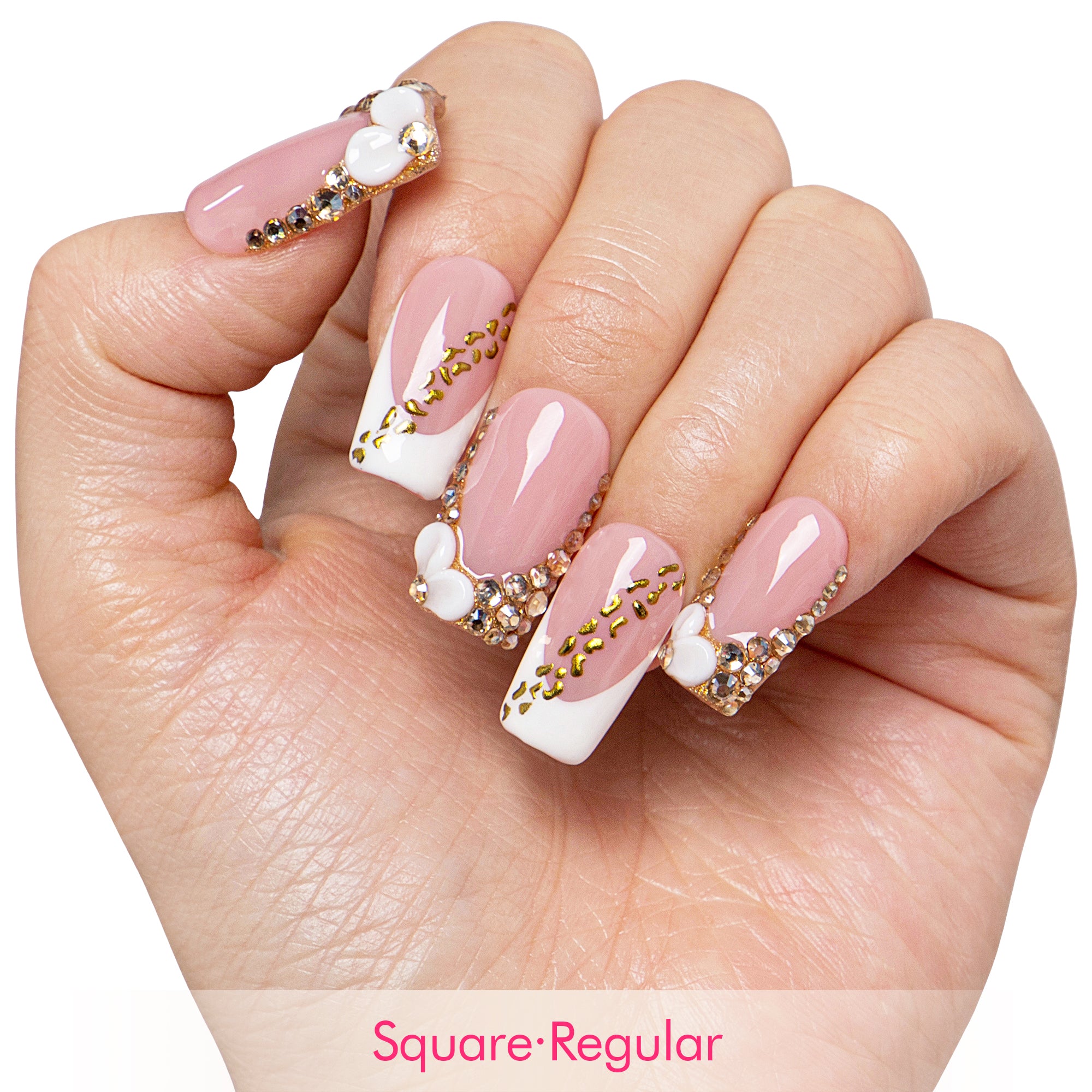Gold Crystal Handmade Nails H706
