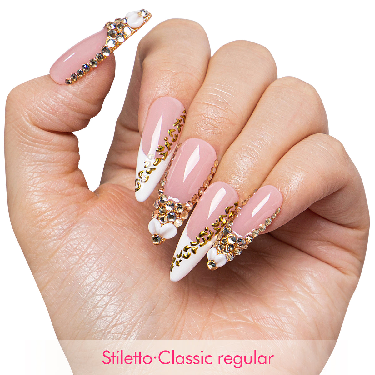 Gold Crystal Handmade Nails H706