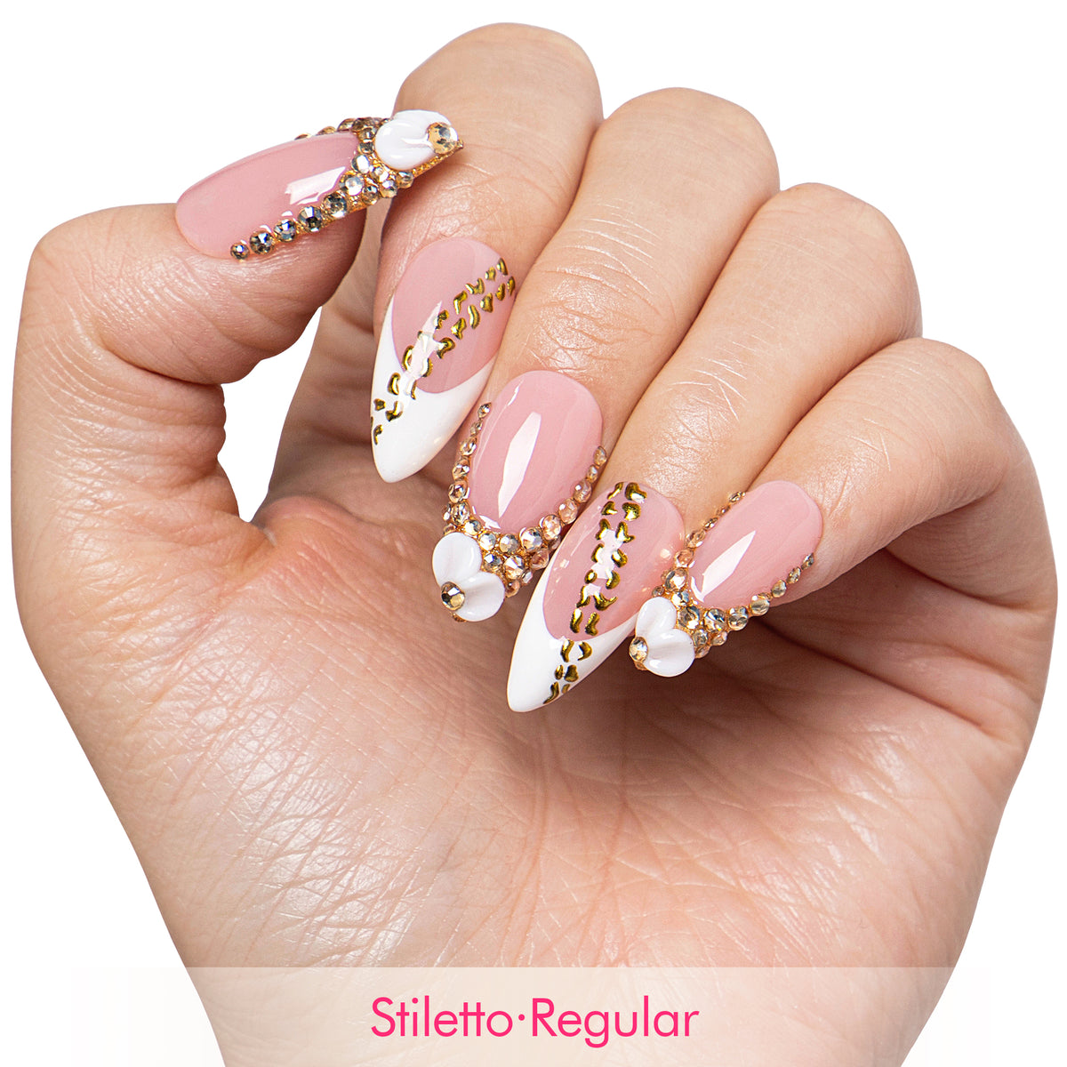 Gold Crystal Handmade Nails H706