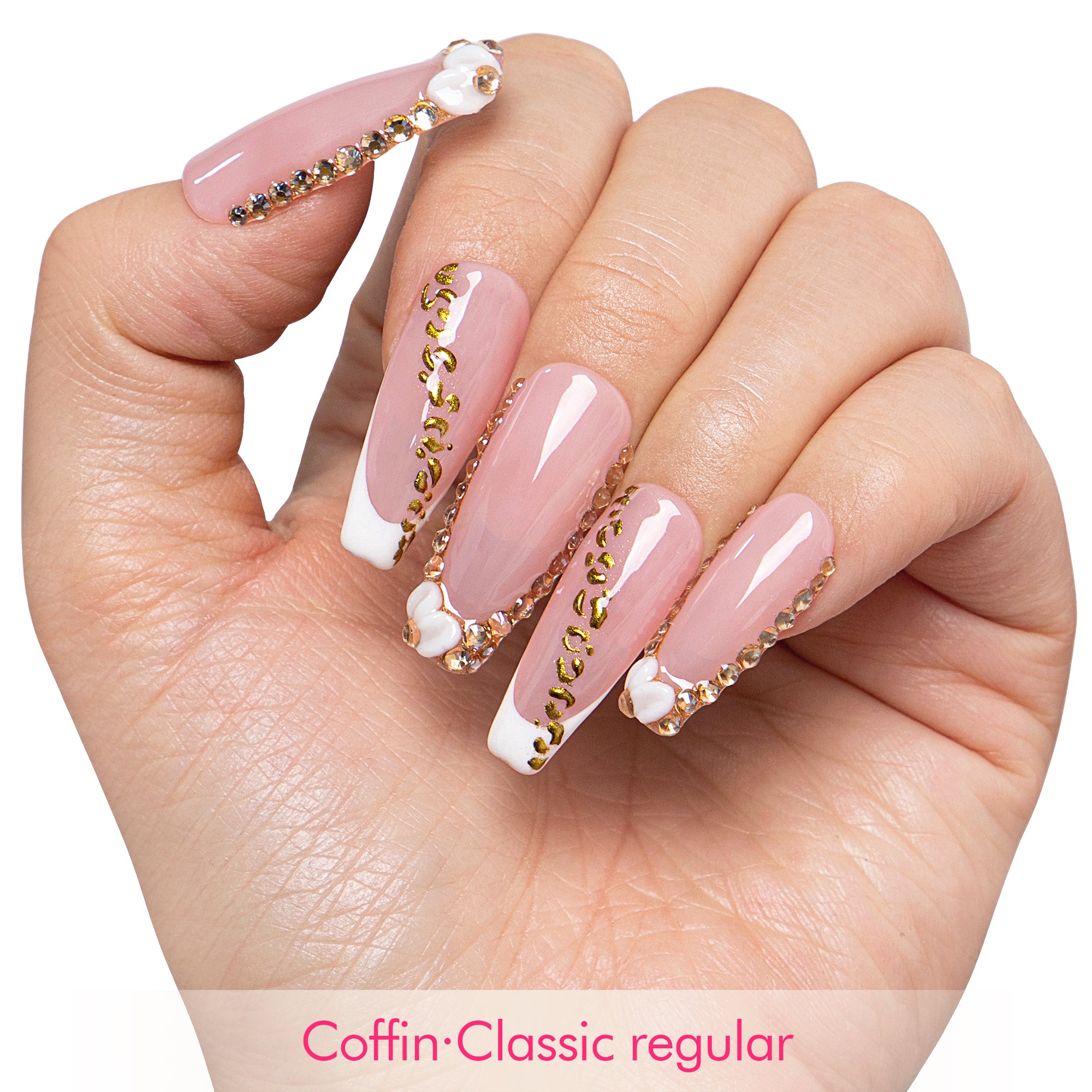 Gold Crystal Handmade Nails H706