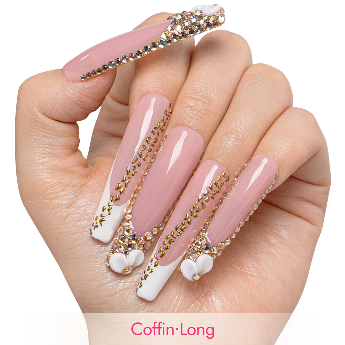 Gold Crystal Handmade Nails H706