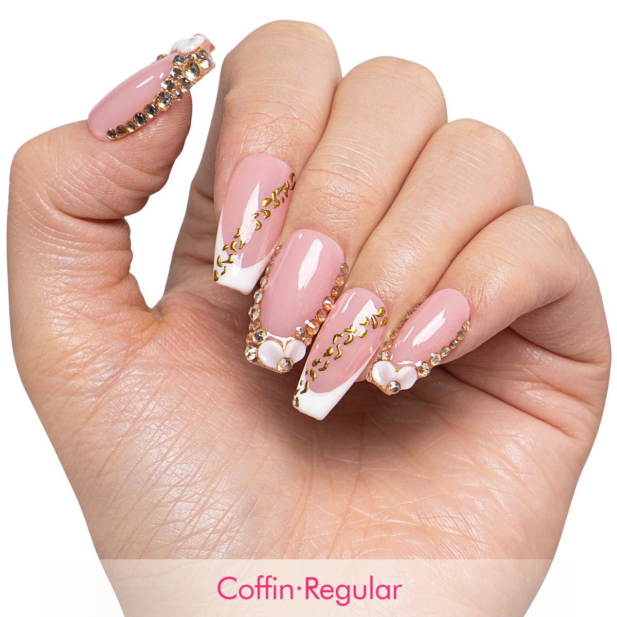 Gold Crystal Handmade Nails H706