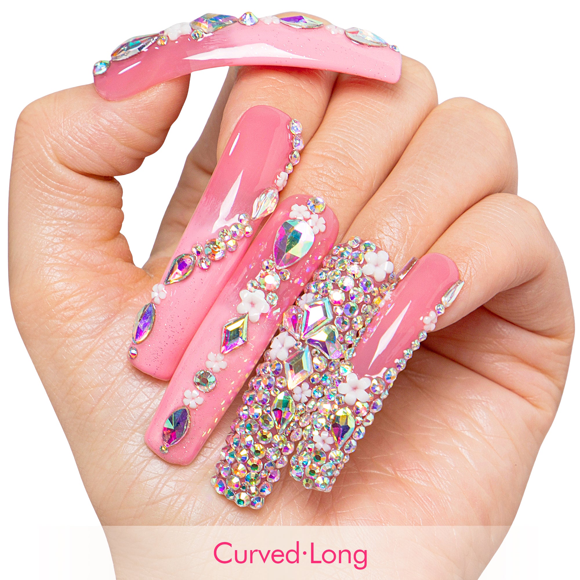 Pink Crystal Dream Handmade Nails H708