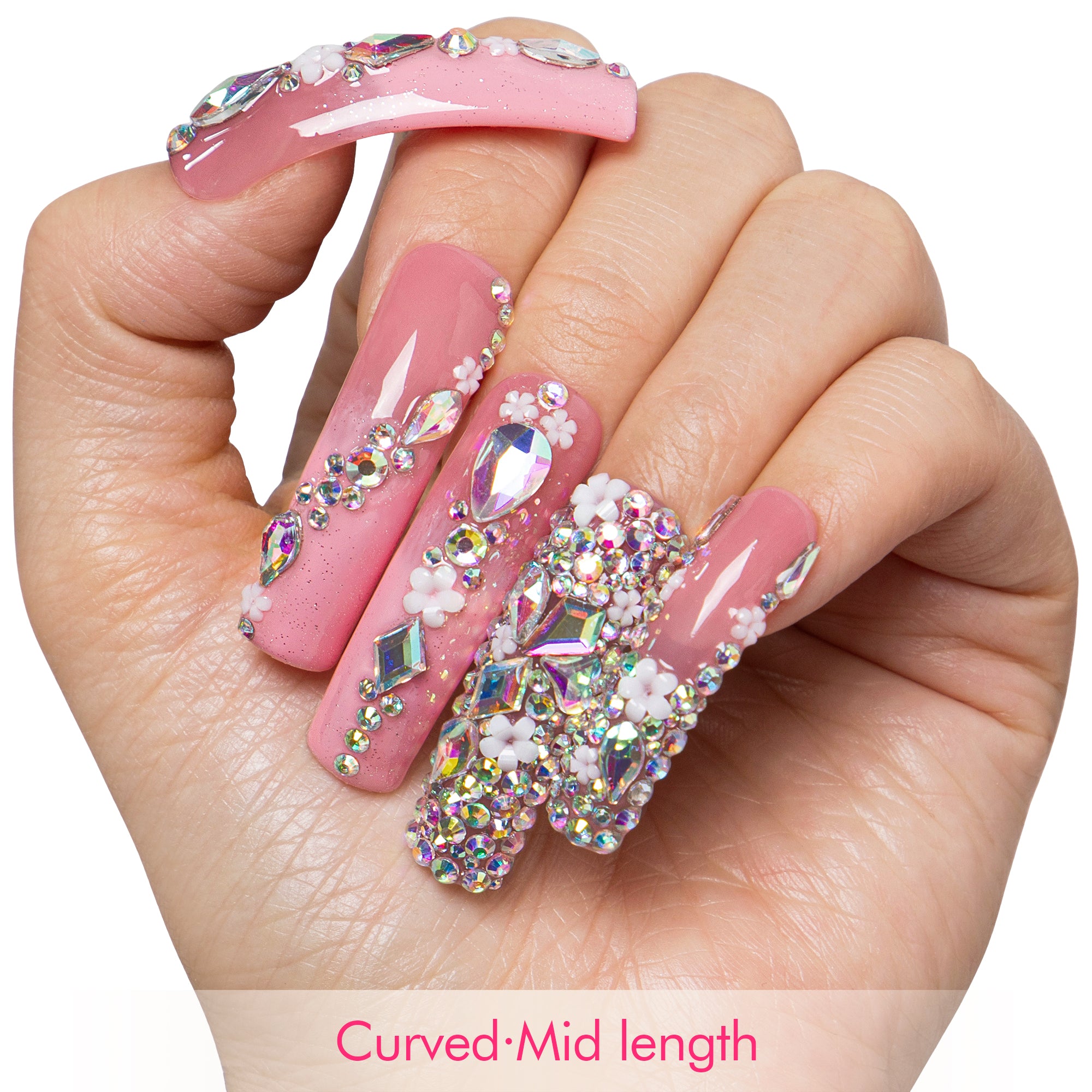 Pink Crystal Dream Handmade Nails H708