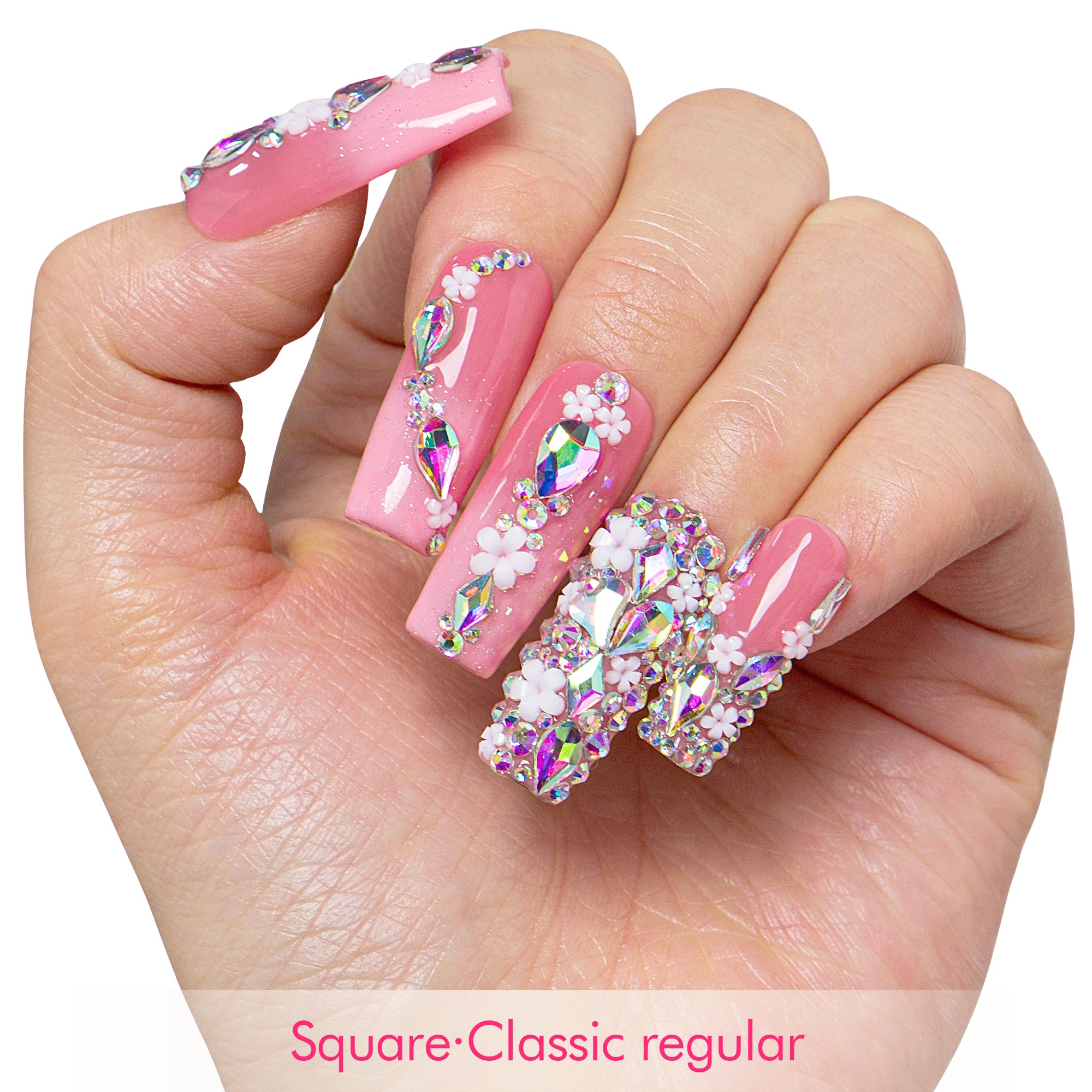 Pink Crystal Dream Handmade Nails H708