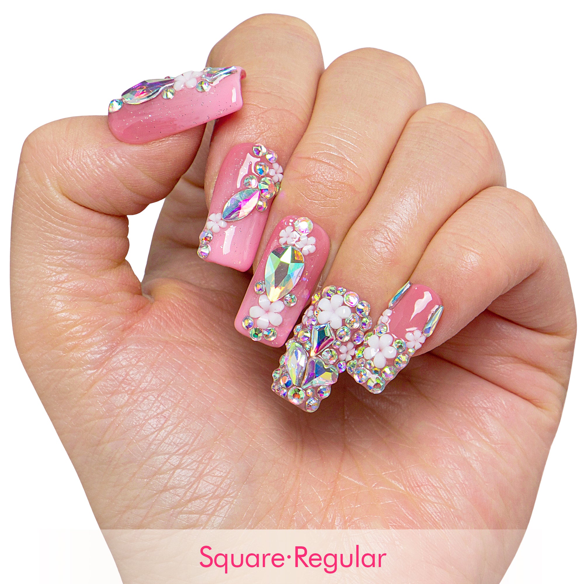 Pink Crystal Dream Handmade Nails H708