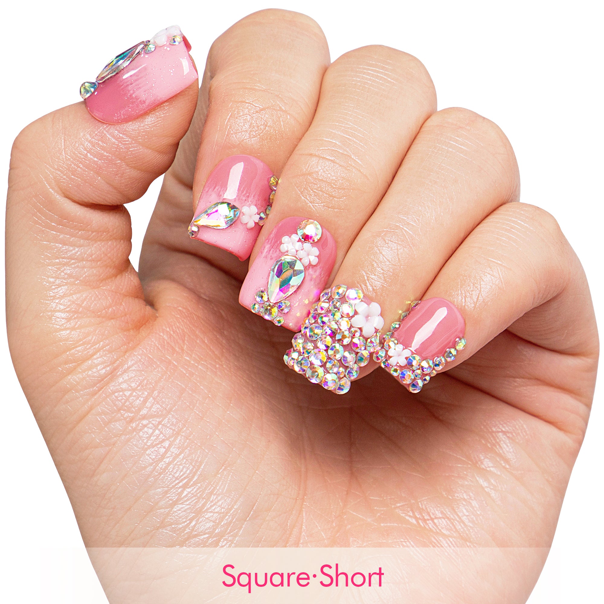 Pink Crystal Dream Handmade Nails H708