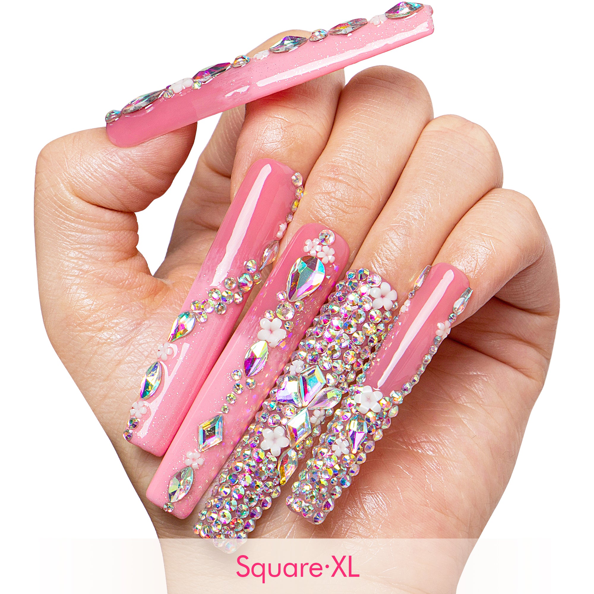 Pink Crystal Dream Handmade Nails H708