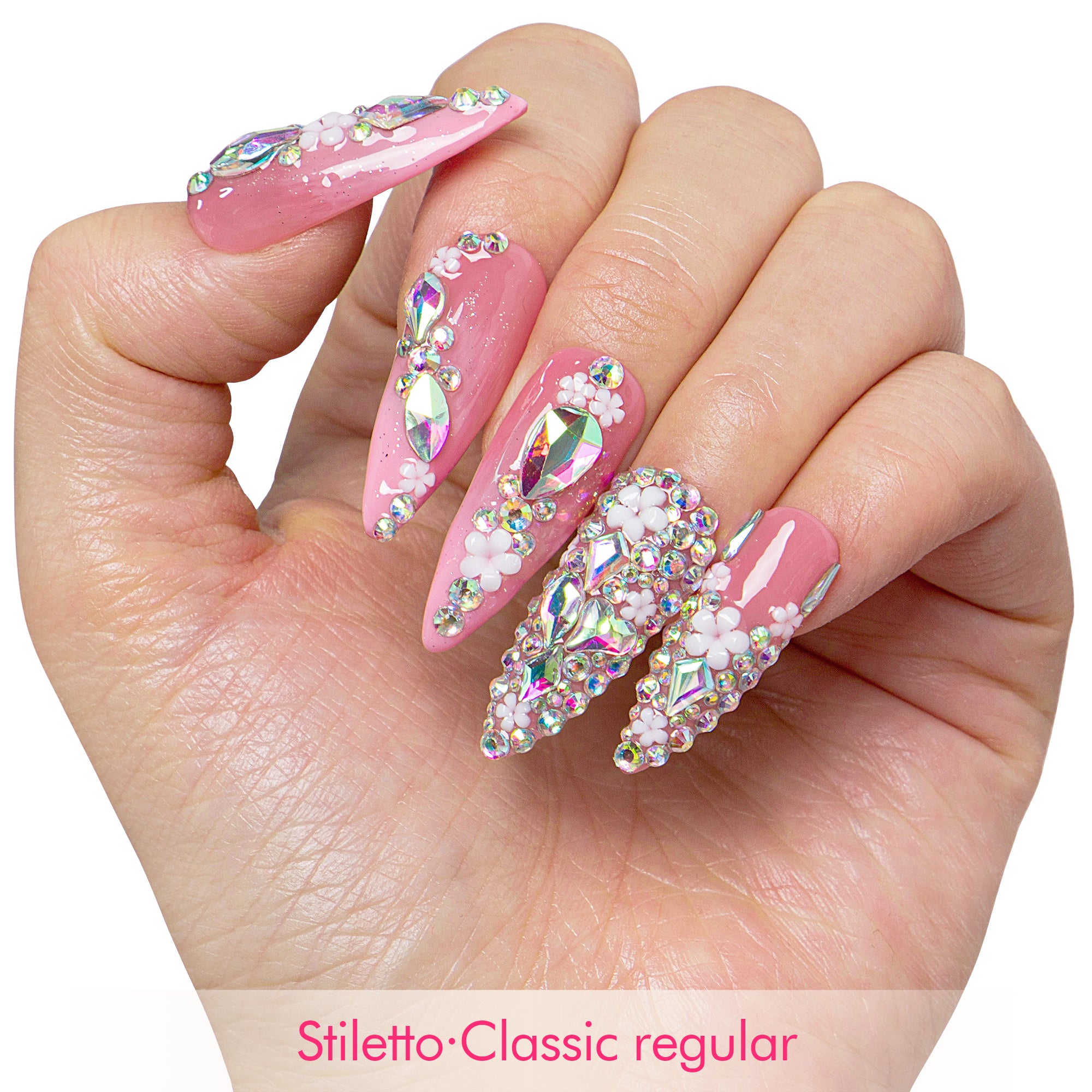 Pink Crystal Dream Handmade Nails H708