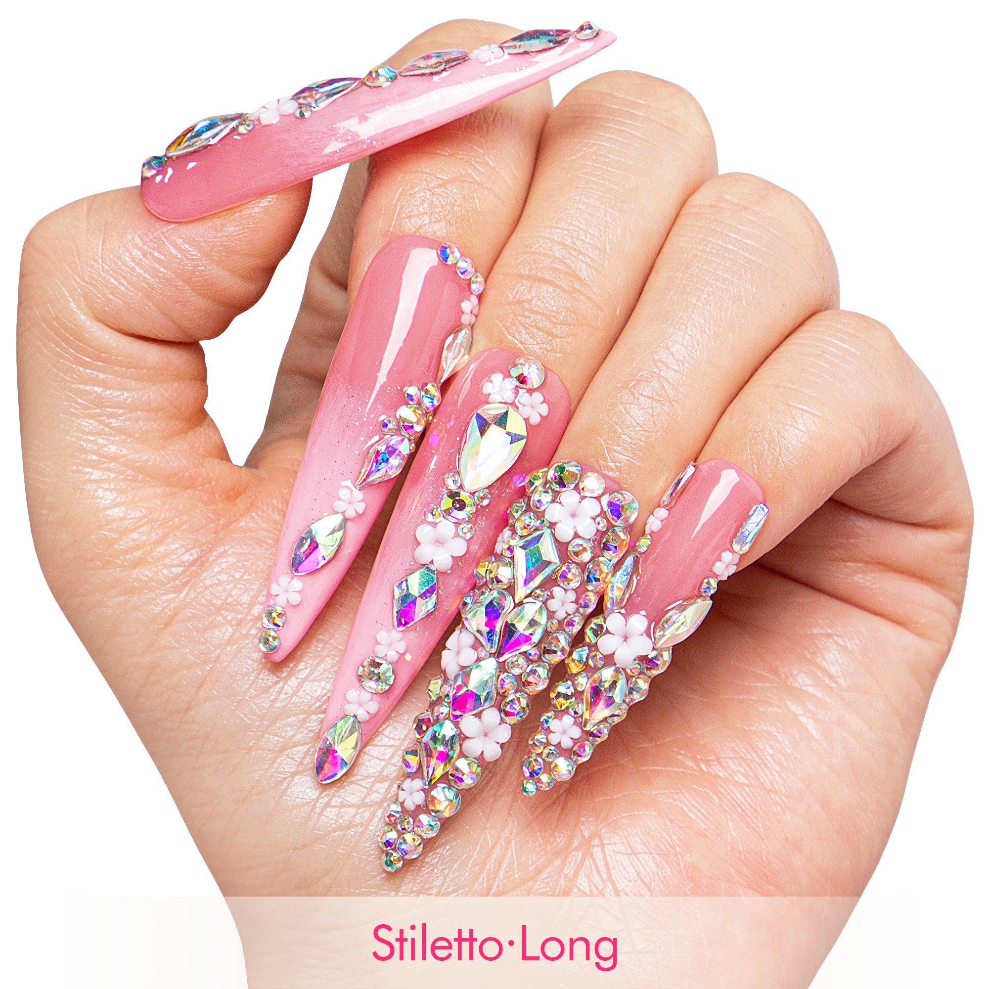 Pink Crystal Dream Handmade Nails H708