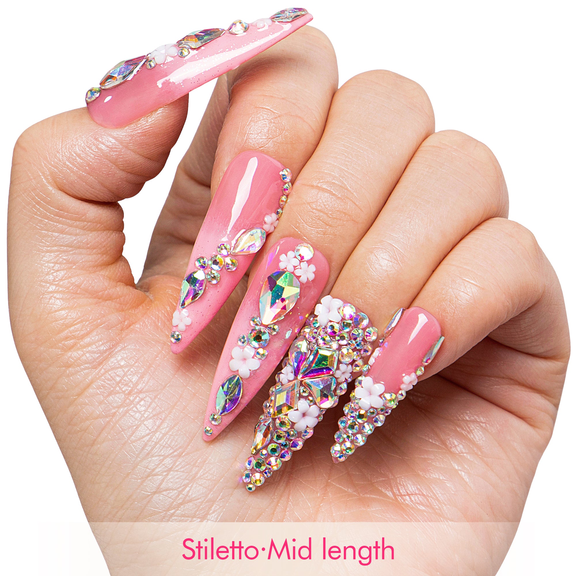 Pink Crystal Dream Handmade Nails H708