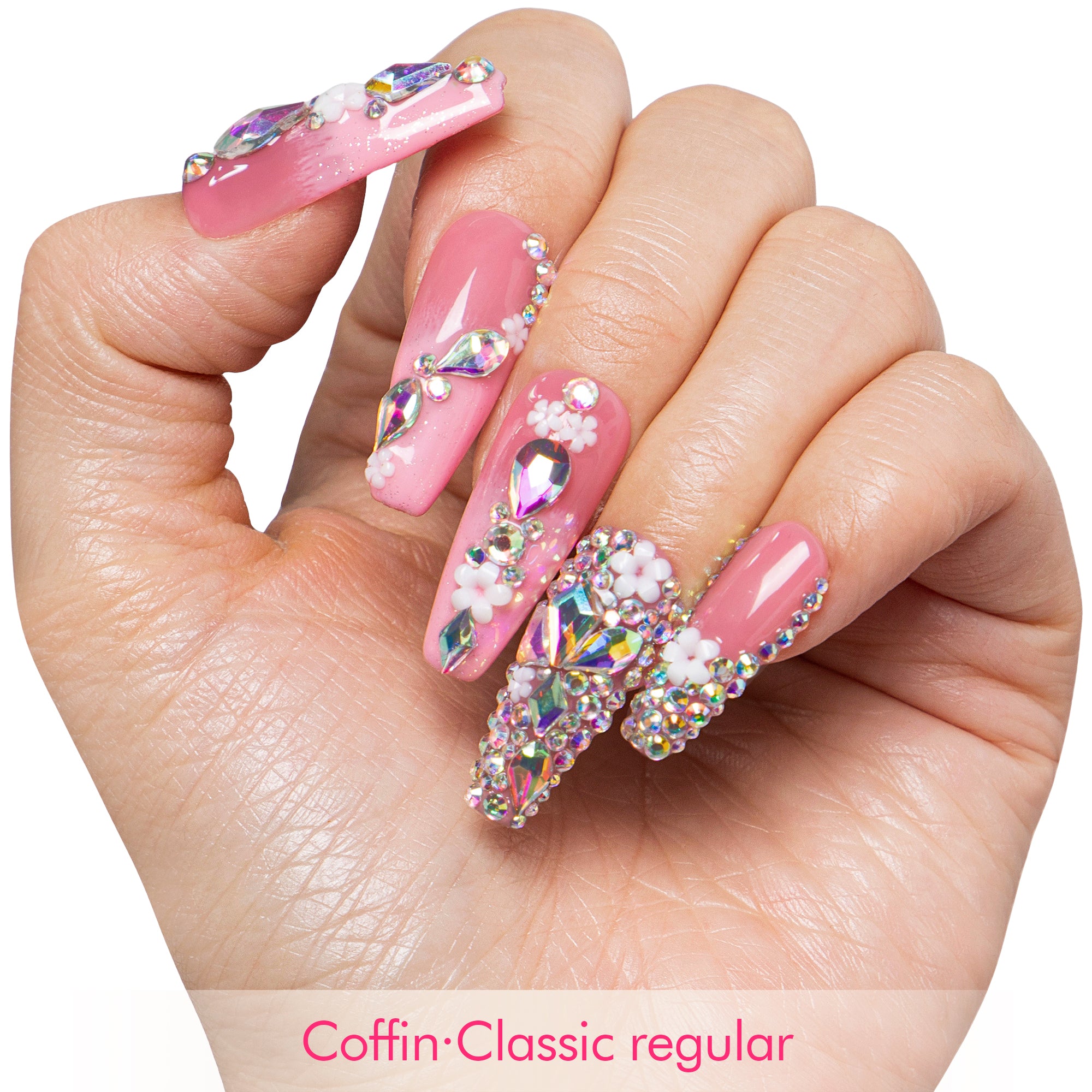 Pink Crystal Dream Handmade Nails H708