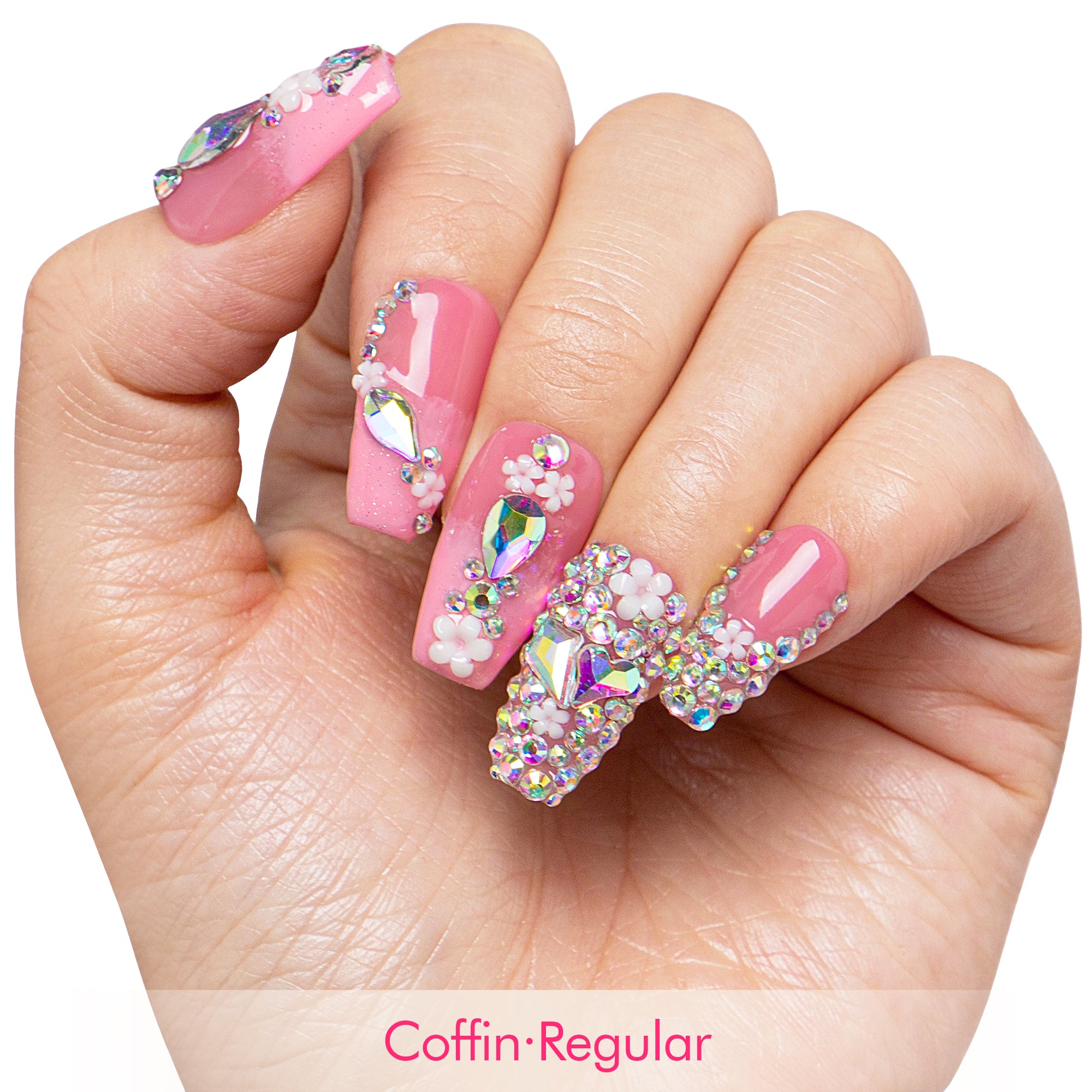 Pink Crystal Dream Handmade Nails H708