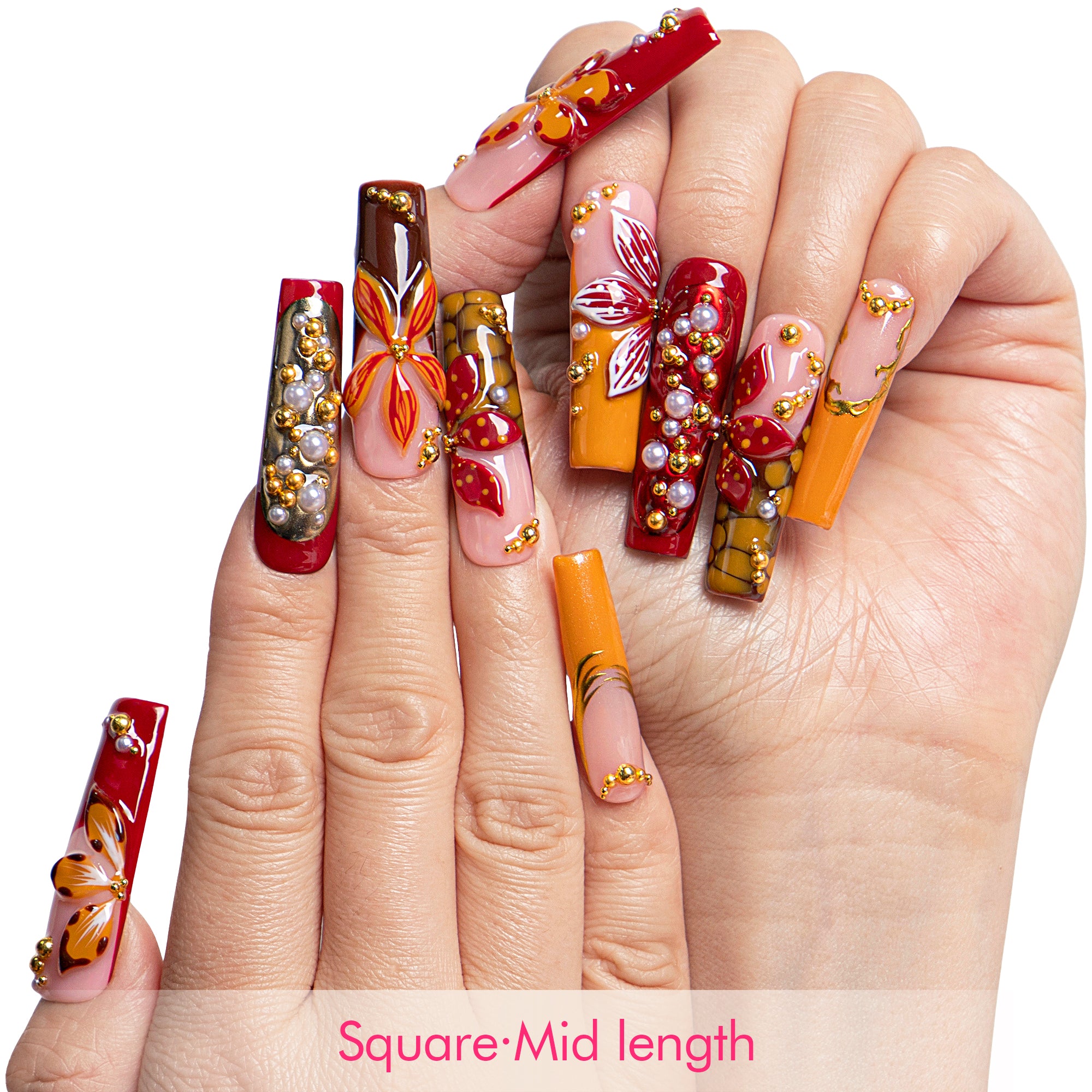Ember Blossom Handmade Nails H712