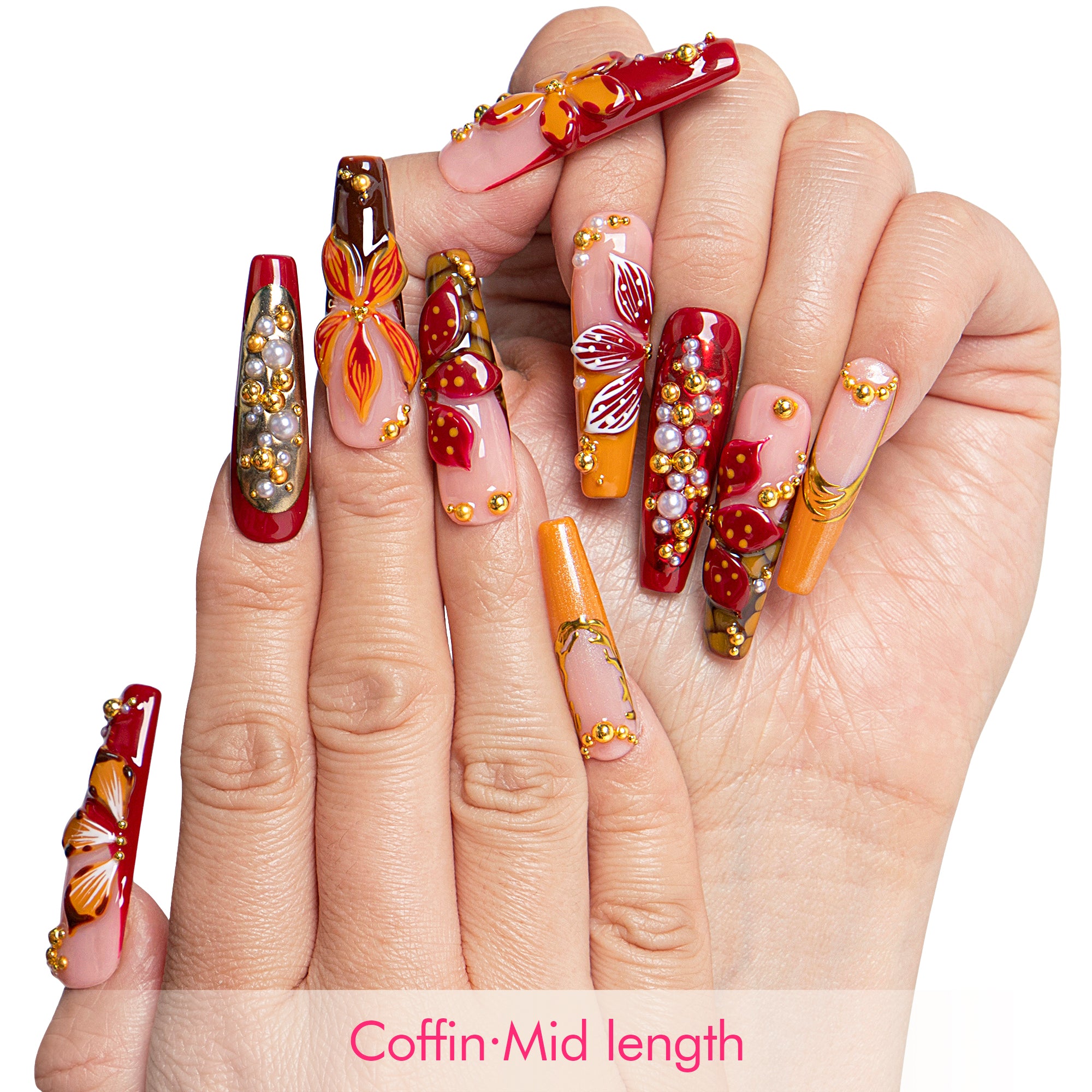Ember Blossom Handmade Nails H712