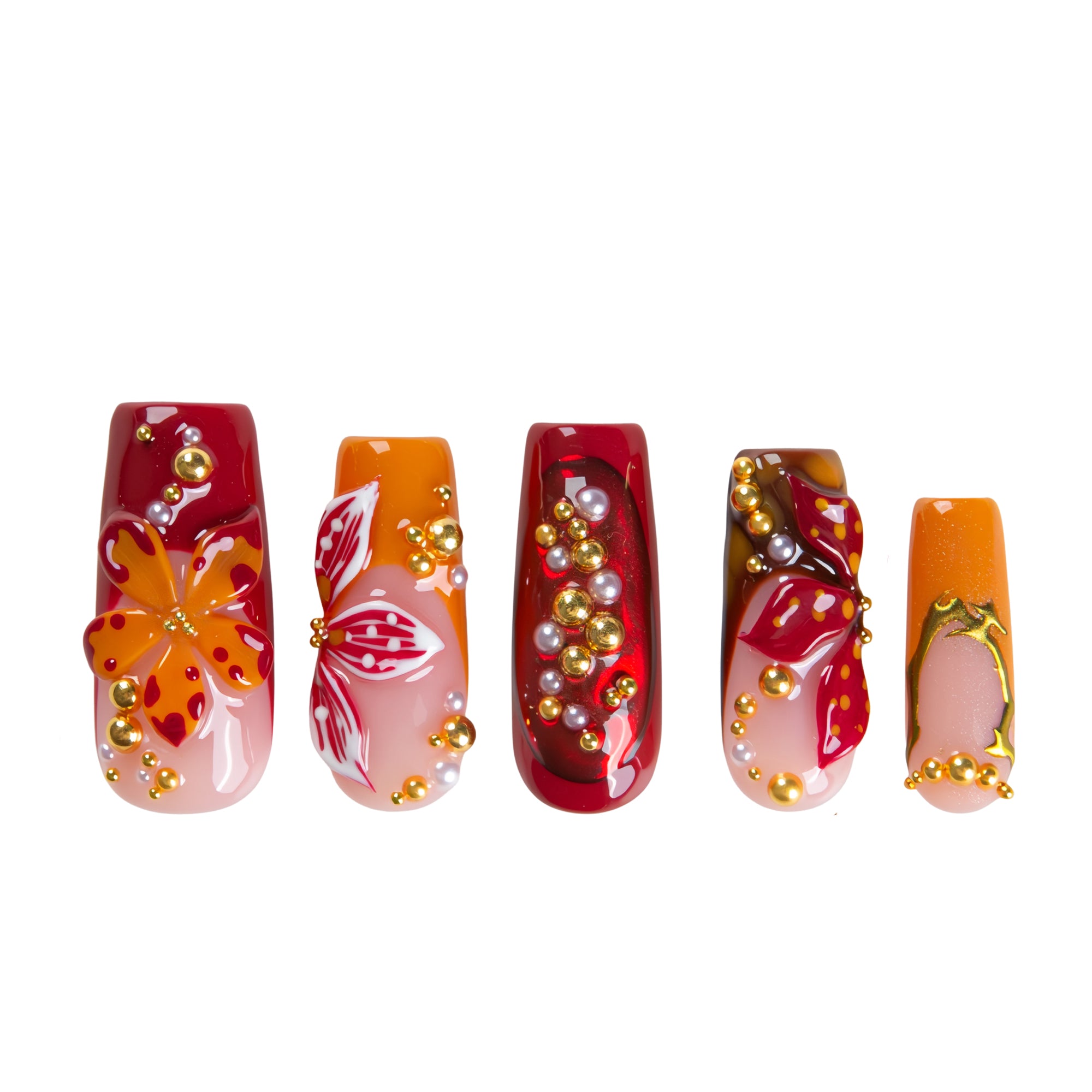 Ember Blossom Handmade Nails H712