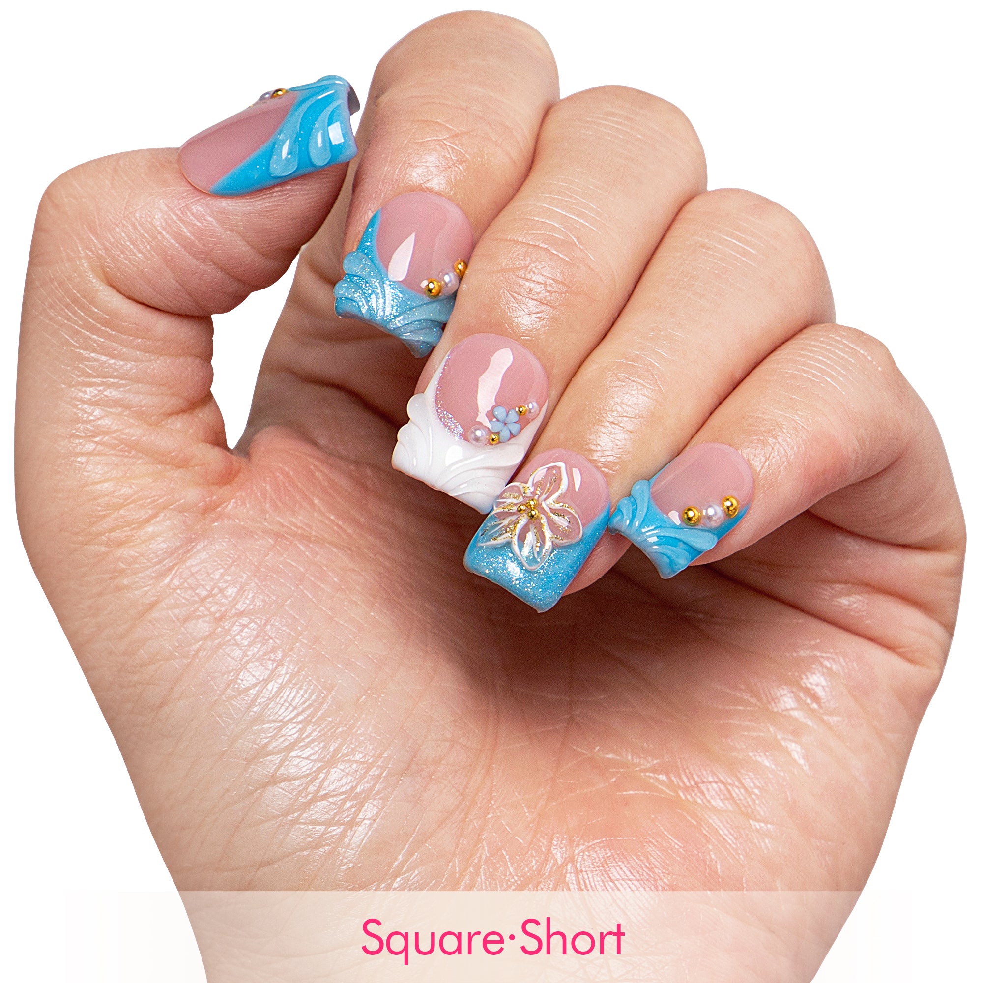 Glacial Blue Handmade Nails H714