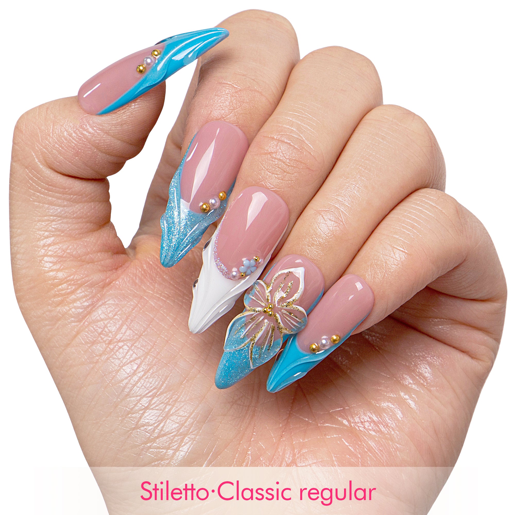 Glacial Blue Handmade Nails H714