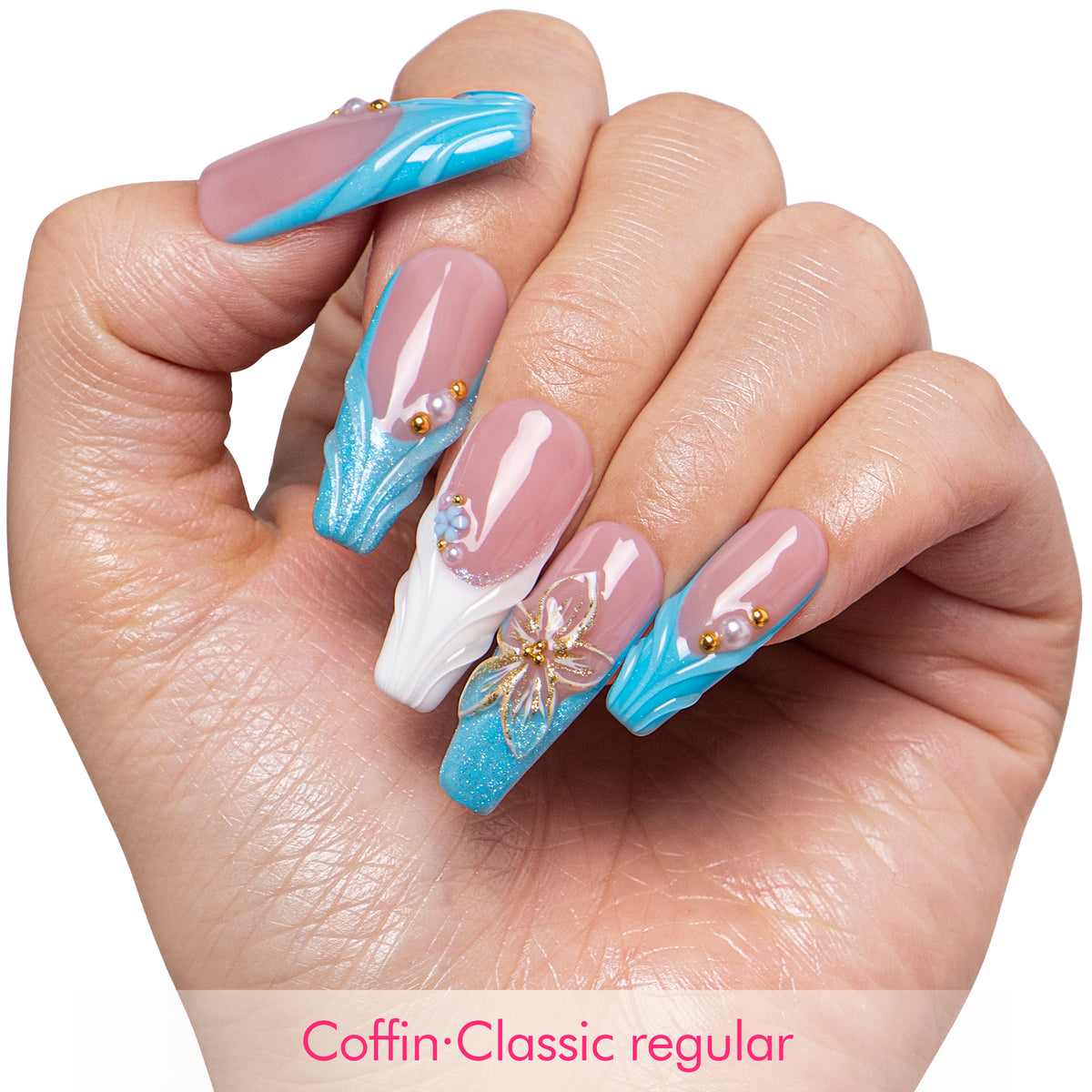 Glacial Blue Handmade Nails H714